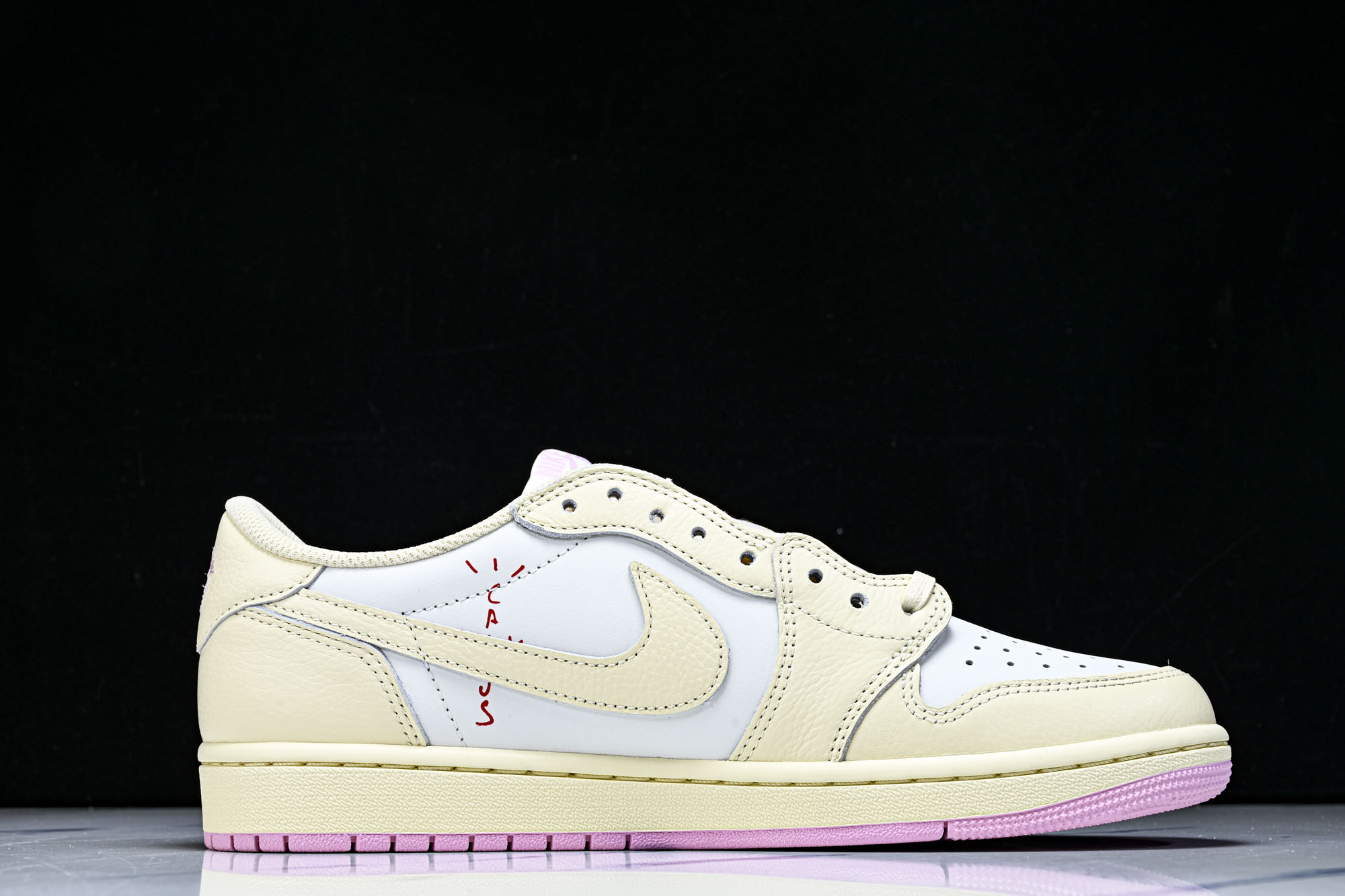 纯原 新版Air Jordan 1 Retro Low OG SP Travis Scott Shy Pink 粉白 I
