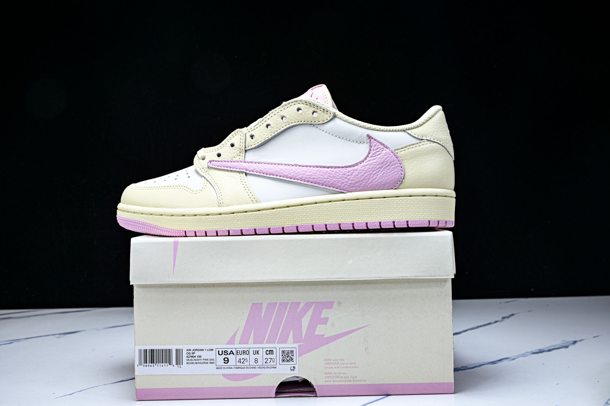 纯原 新版Air Jordan 1 Retro Low OG SP Travis Scott Shy Pink 粉白 I
