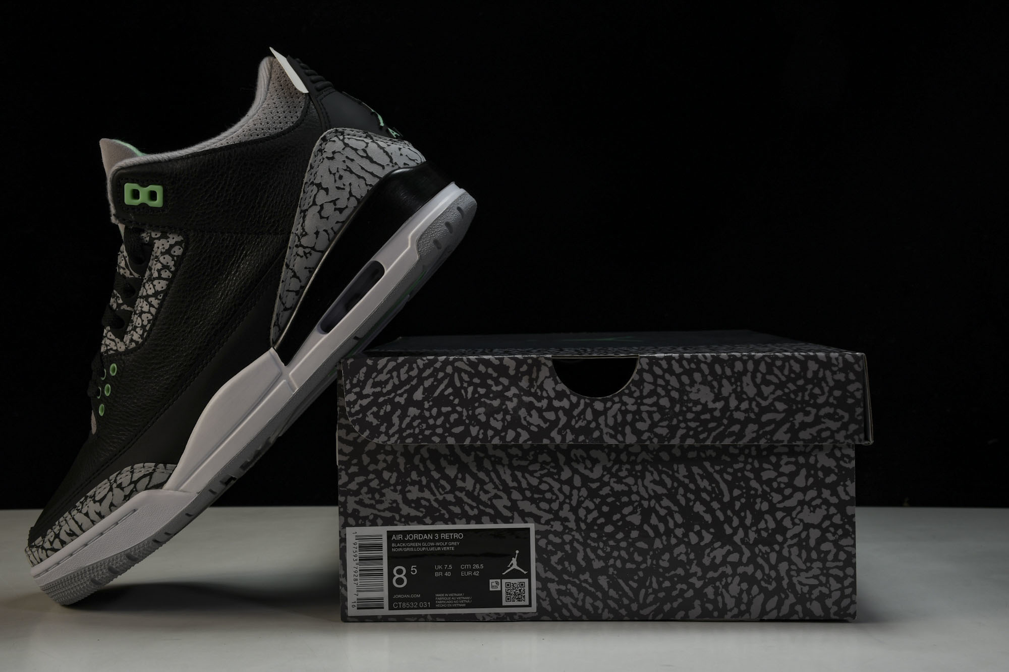 纯原 Air Jordan 3 _Green Glow_ AJ3 乔3黑绿 CT8532-031 #YZ001-1 40 纯原 Air Jordan 3 _Green Glow_ AJ3 乔3黑绿 CT8532-031 #YZ001-1 40