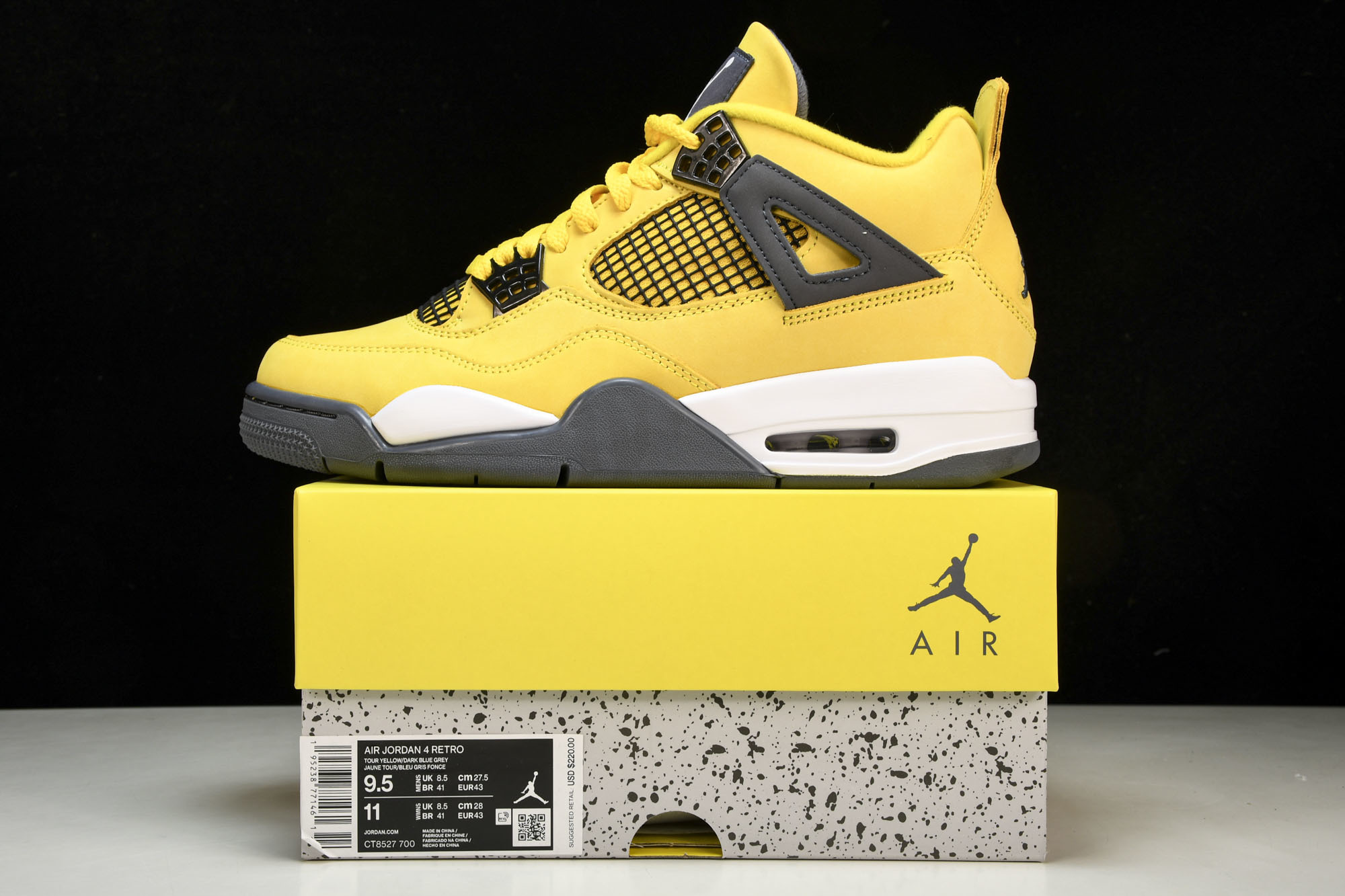 纯原原版 Air Jordan 4 lightning LS AJ4电母黑黄闪电2021复刻 CT8527-700 #Y 纯原原版 Air Jordan 4 lightning LS AJ4电母黑黄闪电2021复刻 CT8527-700 #Y