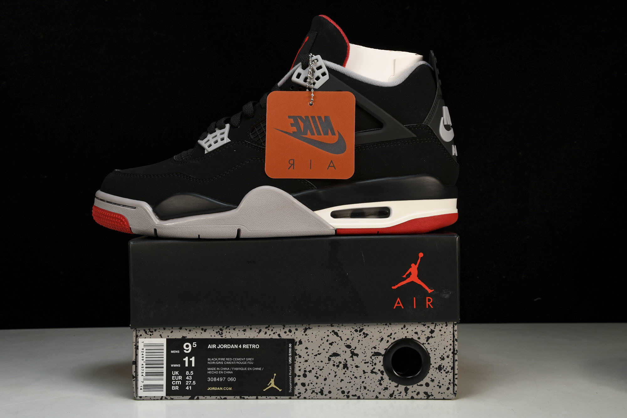 纯原原版 Air Jordan 4 Retro Bred 2019 黑红公牛 -060 #YZ001-1 40 40.5 纯原原版 Air Jordan 4 Retro Bred 2019 黑红公牛 -060 #YZ001-1 40 40.5