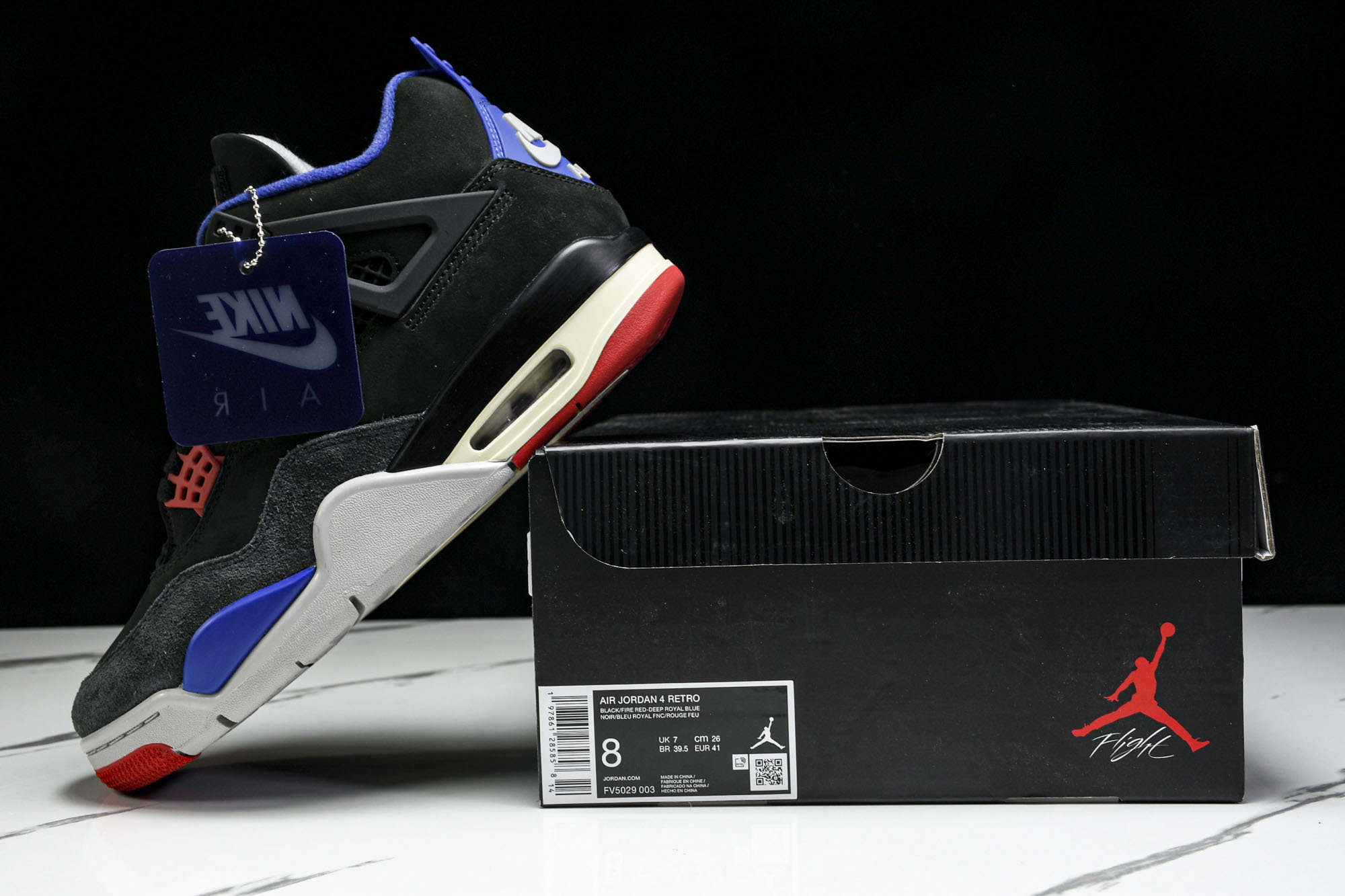 纯原原版 Air Jordan 4 Retro Rare Air 稀有空气 黑红蓝 FV5029-003 #YZ001-