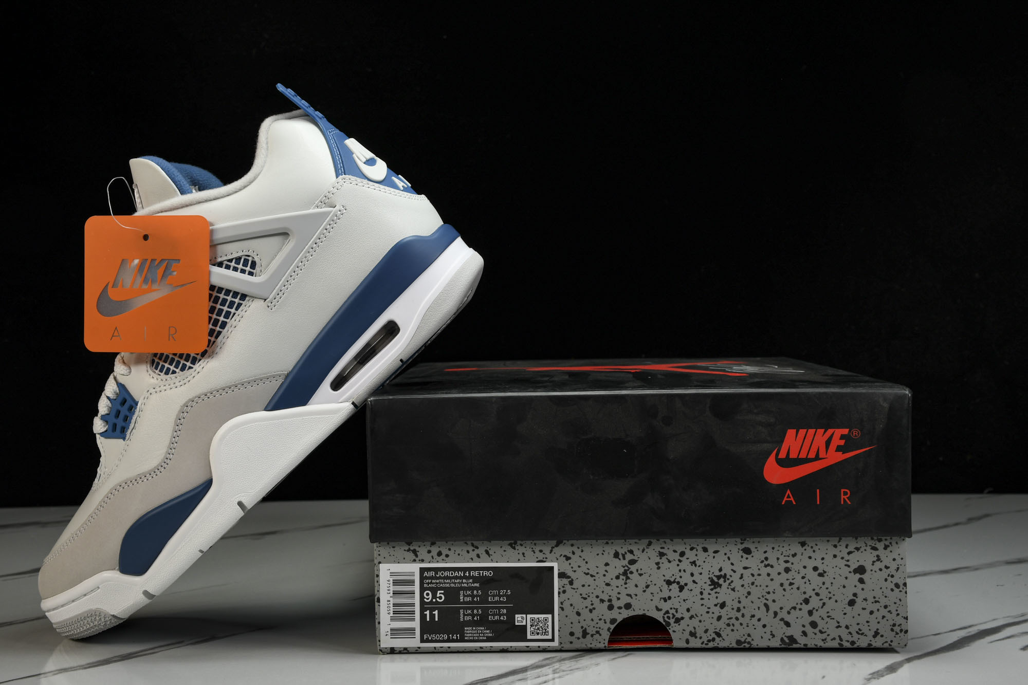 纯原原版 Air Jordan 4 Retro“Military Blue”军蓝 FV5029-141 #YZ001-1