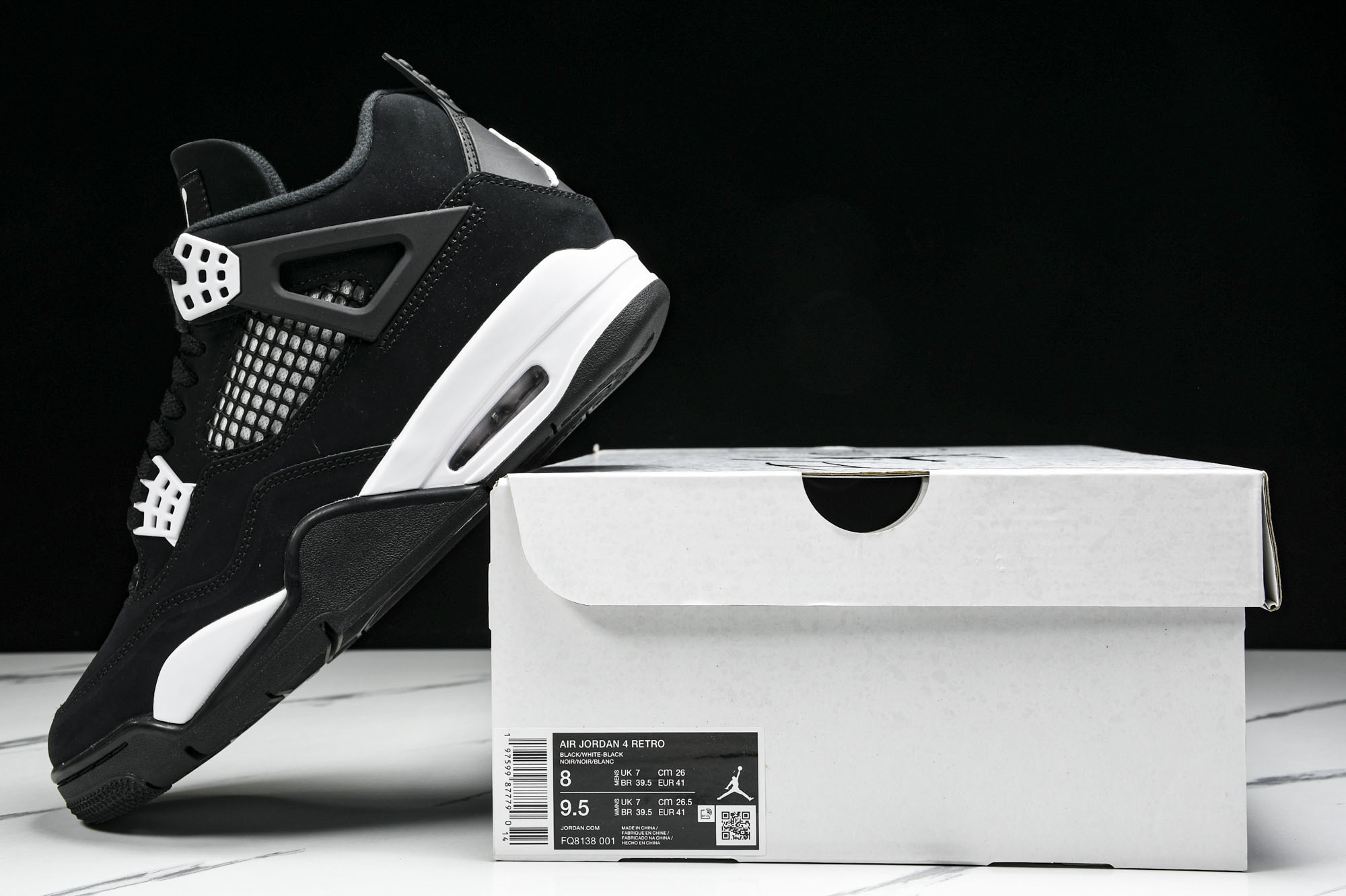 纯原原版 Air Jordan 4 Retro“White Thunder”黑白雷电 FQ8138-001 #YZ001 纯原原版 Air Jordan 4 Retro“White Thunder”黑白雷电 FQ8138-001 #YZ001