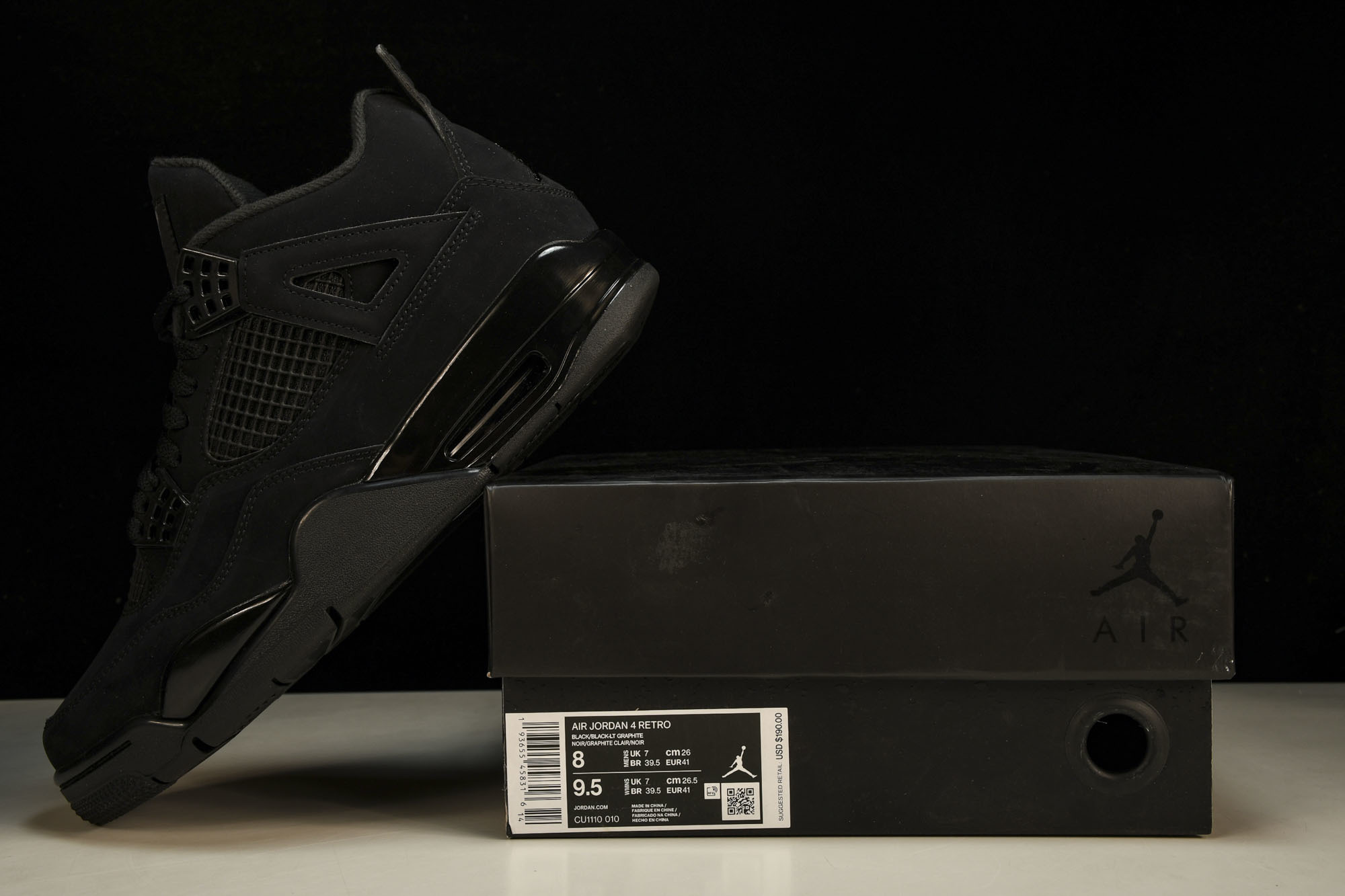 纯原原版 Air Jordan 4 “Black Cat”黑猫 CU1110-010 #YZ001-1 40 40.5 