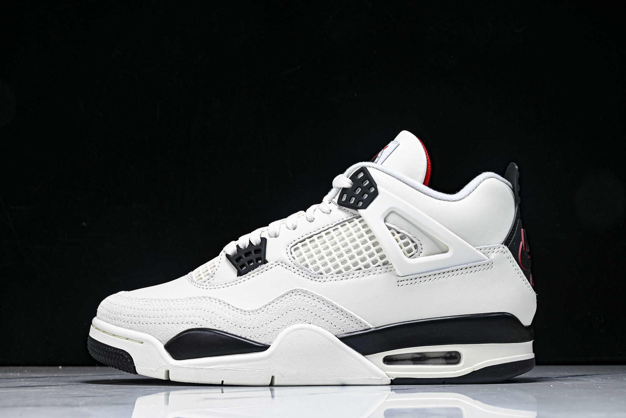 纯原原版 Air Jordan 4“Flight Club”Sail_Black-University Red 白黑灰 