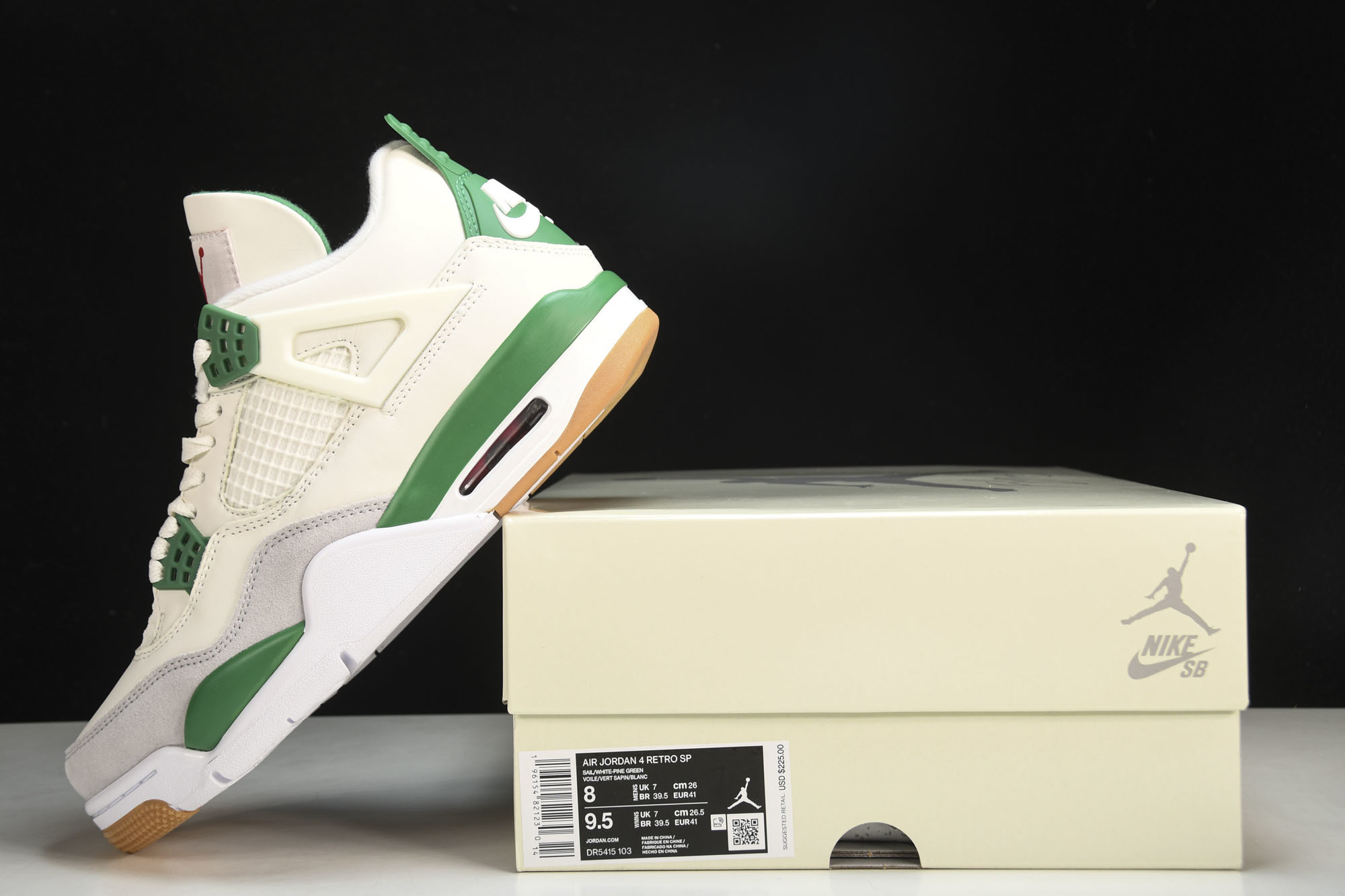 纯原原版 Nike SB x Air Jordan 4 “Pine Green” 绿松石 联名款 DR5415-103 