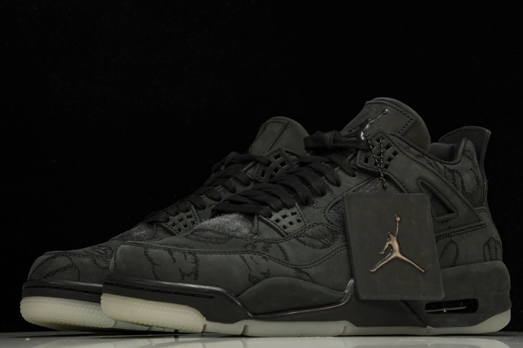 纯原原版 AIR JORDAN 4 RETRO KAWS x AJ4 联名 black 黑麂皮 -001 #YZ001-