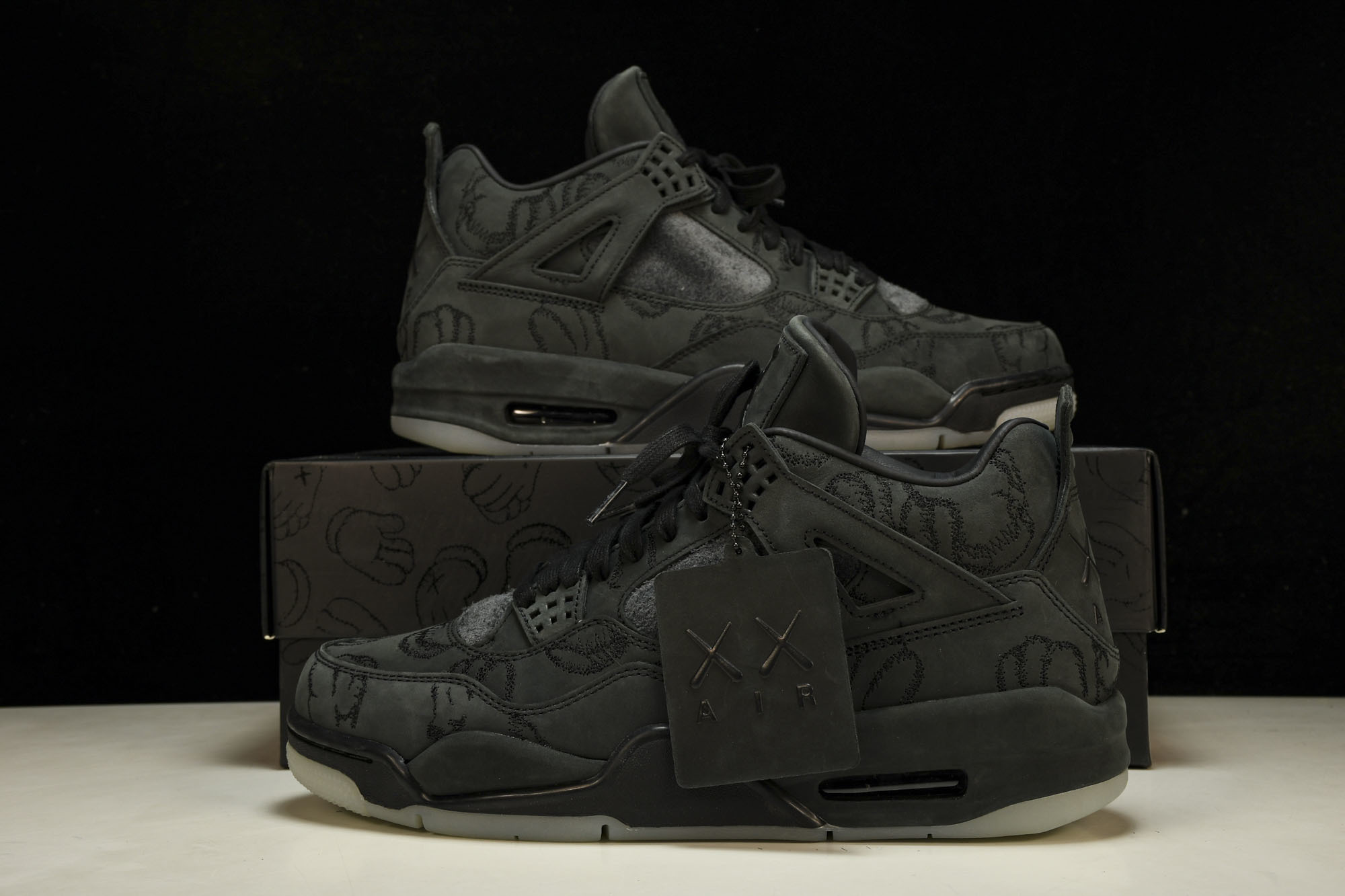 纯原原版 AIR JORDAN 4 RETRO KAWS x AJ4 联名 black 黑麂皮 -001 #YZ001-