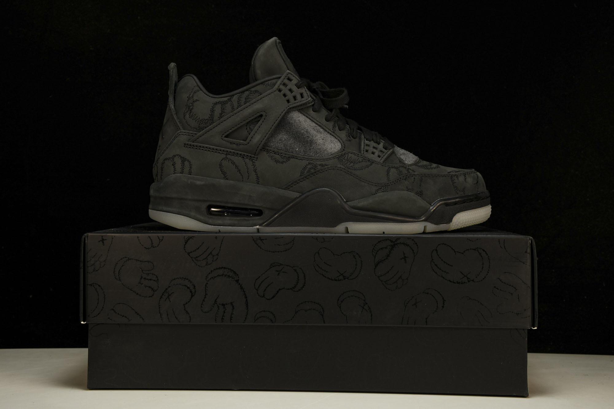 纯原原版 AIR JORDAN 4 RETRO KAWS x AJ4 联名 black 黑麂皮 -001 #YZ001-