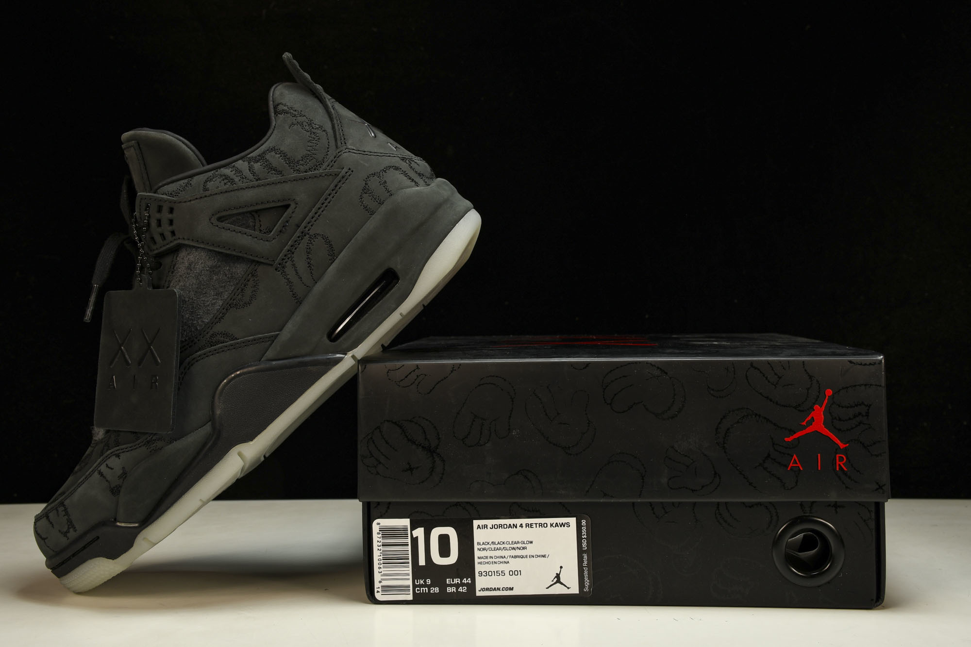 纯原原版 AIR JORDAN 4 RETRO KAWS x AJ4 联名 black 黑麂皮 -001 #YZ001-