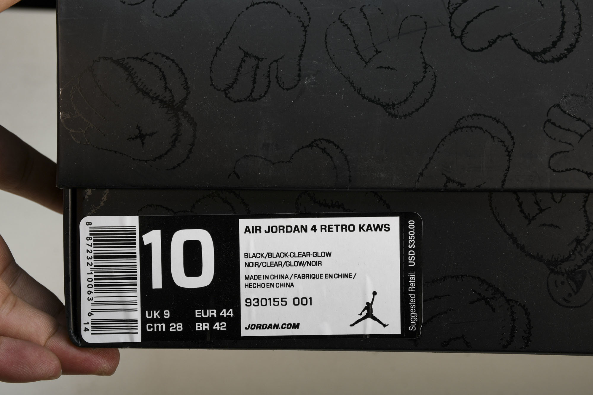 纯原原版 AIR JORDAN 4 RETRO KAWS x AJ4 联名 black 黑麂皮 -001 #YZ001-