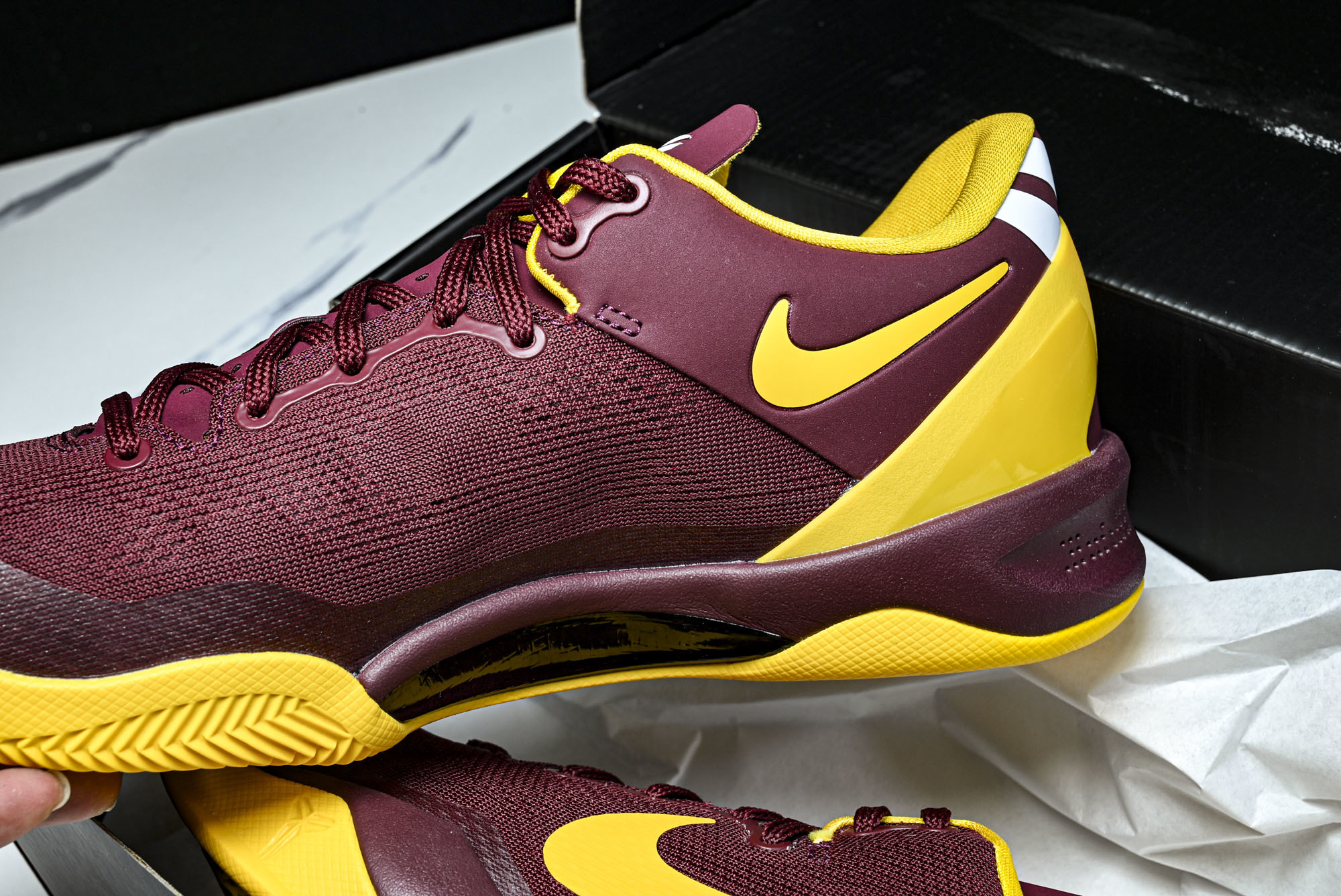 下架 纯原NK_耐克Kobe 8 Protro 酒红黄色 男款训练实战篮球鞋 H023-HF7484_ #YZ001-1 下架 纯原NK_耐克Kobe 8 Protro 酒红黄色 男款训练实战篮球鞋 H023-HF7484_ #YZ001-1