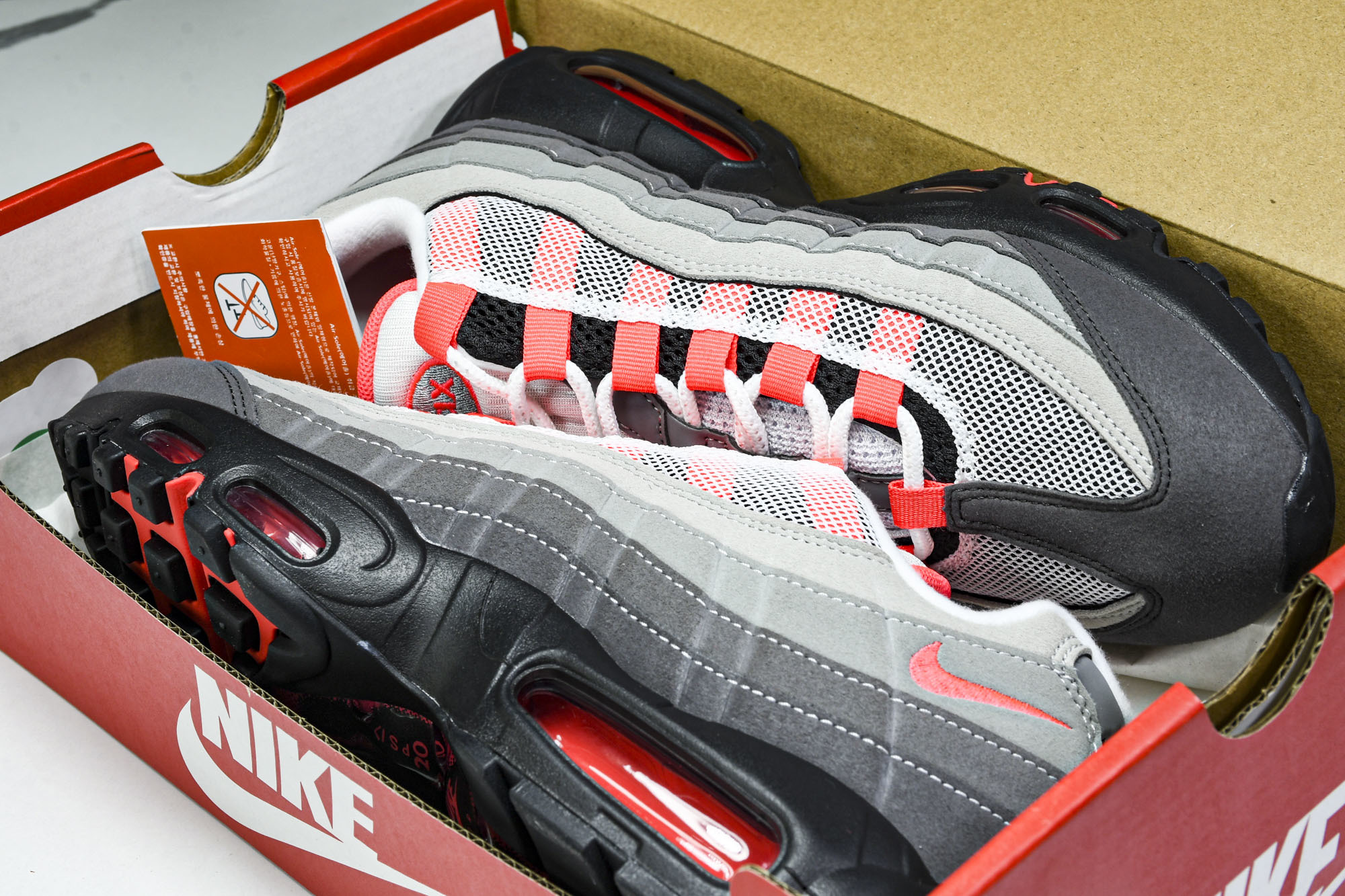 纯原外贸NK Air Max 95 OG Black Anthracite 灰红色 AT2865 100 #YZ001-