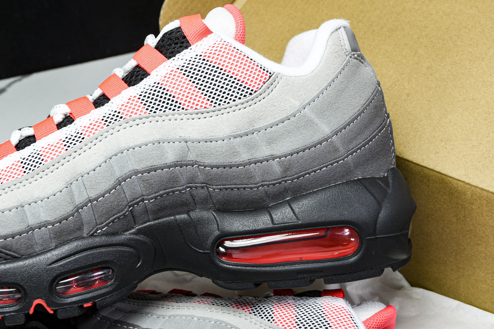 纯原外贸NK Air Max 95 OG Black Anthracite 灰红色 AT2865 100 #YZ001-