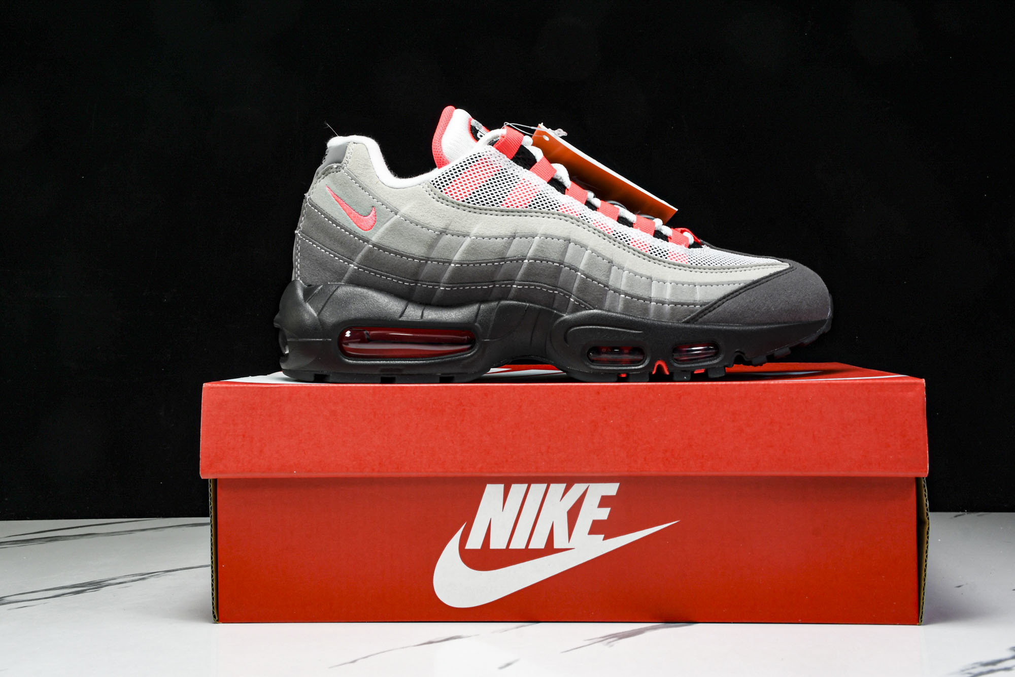 纯原外贸NK Air Max 95 OG Black Anthracite 灰红色 AT2865 100 #YZ001-
