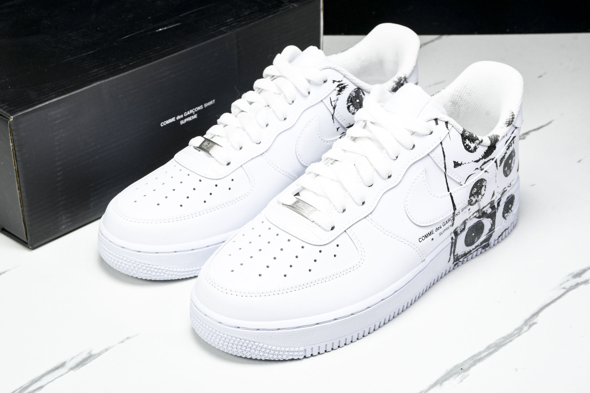 纯原外贸 NK Air Force 1 Low Supreme Comme des Garcons Shirt 白黑涂鸦