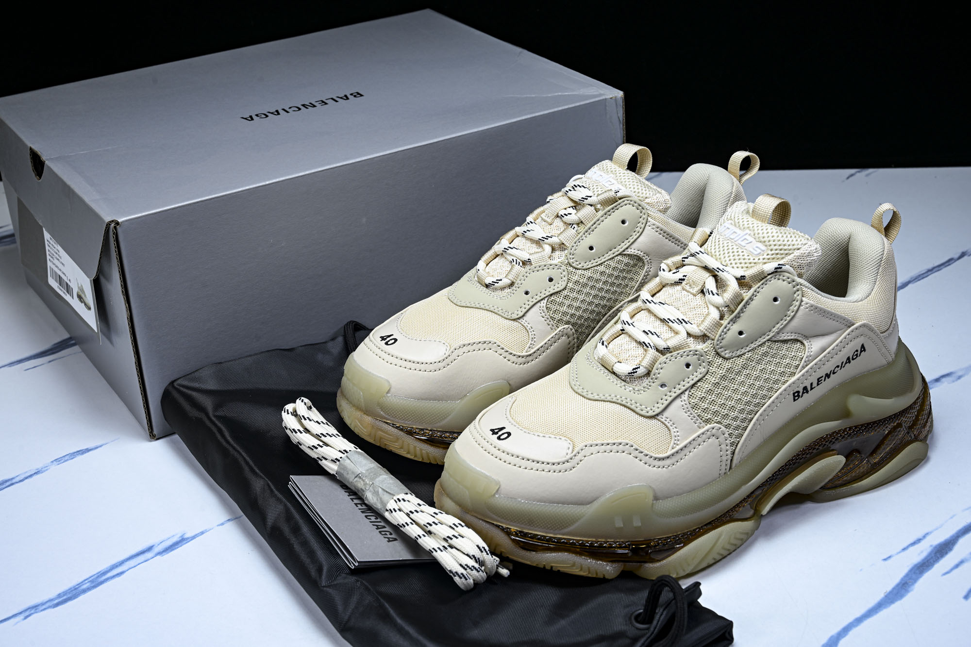 纯原 Balenciaga Triple S 3.0 巴黎世家三代复古休闲跑鞋 全组合氮气水晶大底W2GA1-9100 