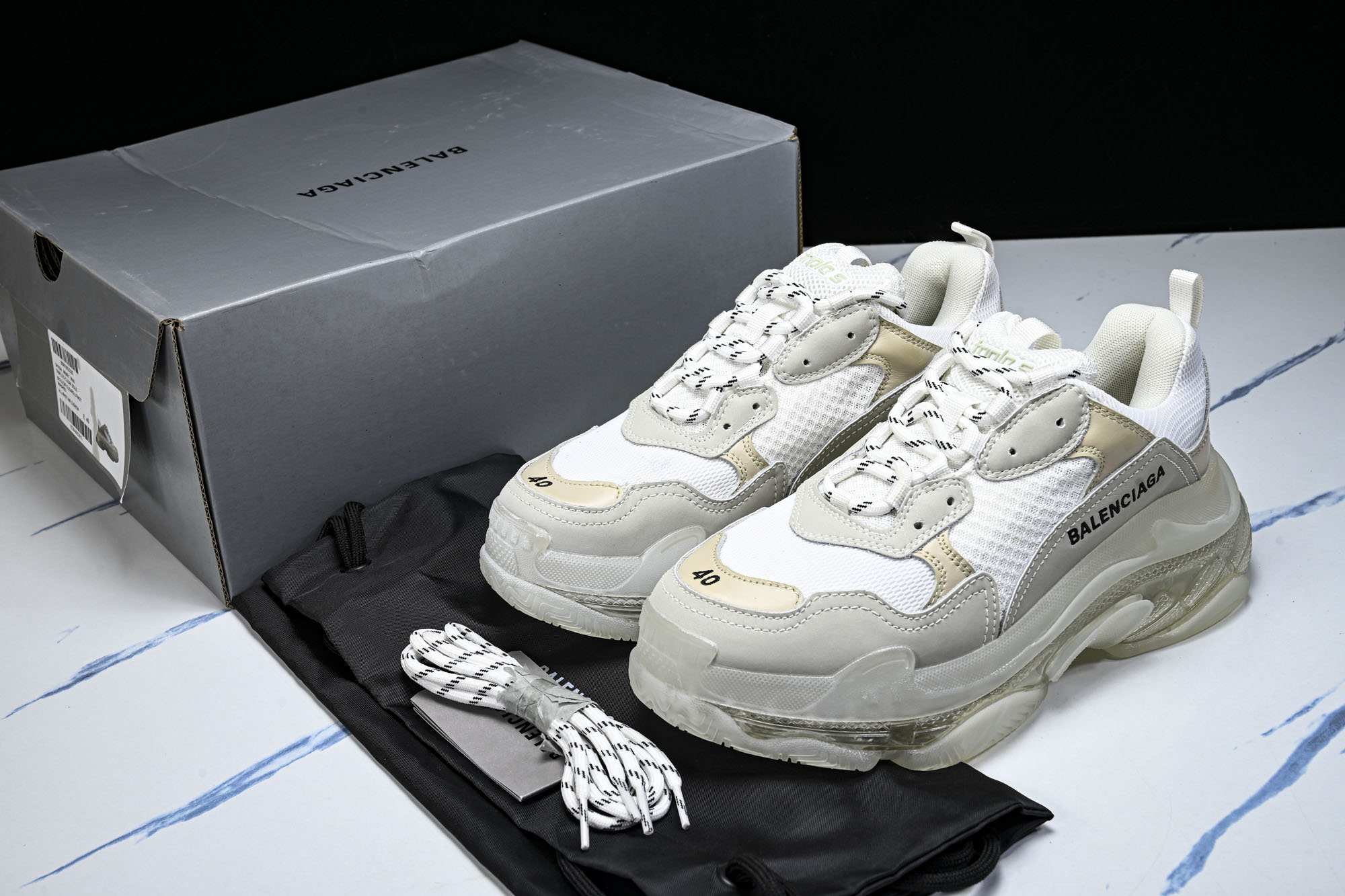 纯原 Balenciaga Triple S 3.0 巴黎世家三代复古休闲跑鞋 全组合氮气水晶大底W09E1-9000 