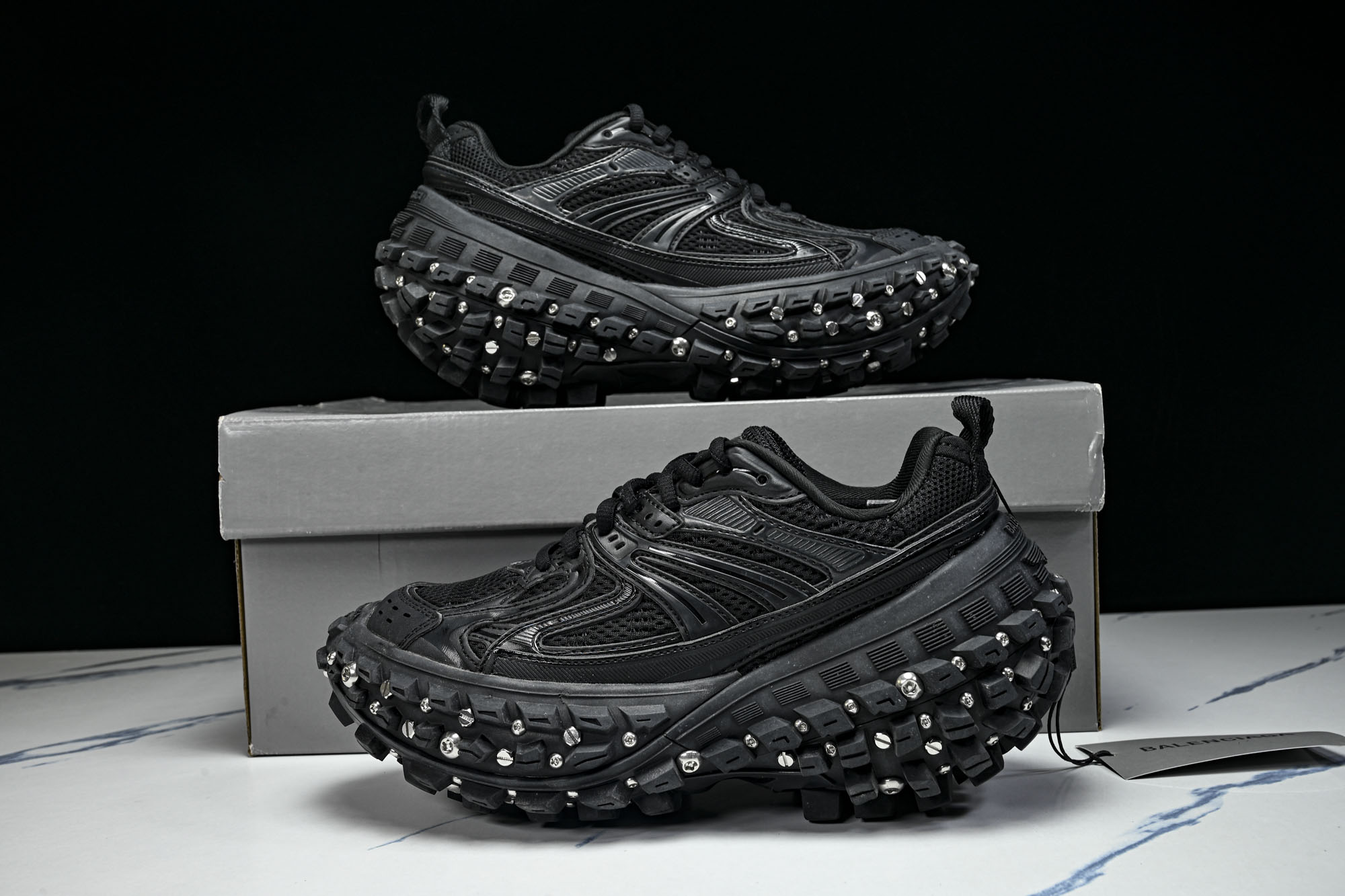 纯原 Balenciaga Defender Rubber Platform Sneakers 巴黎世家 轮胎鞋 黑色铆