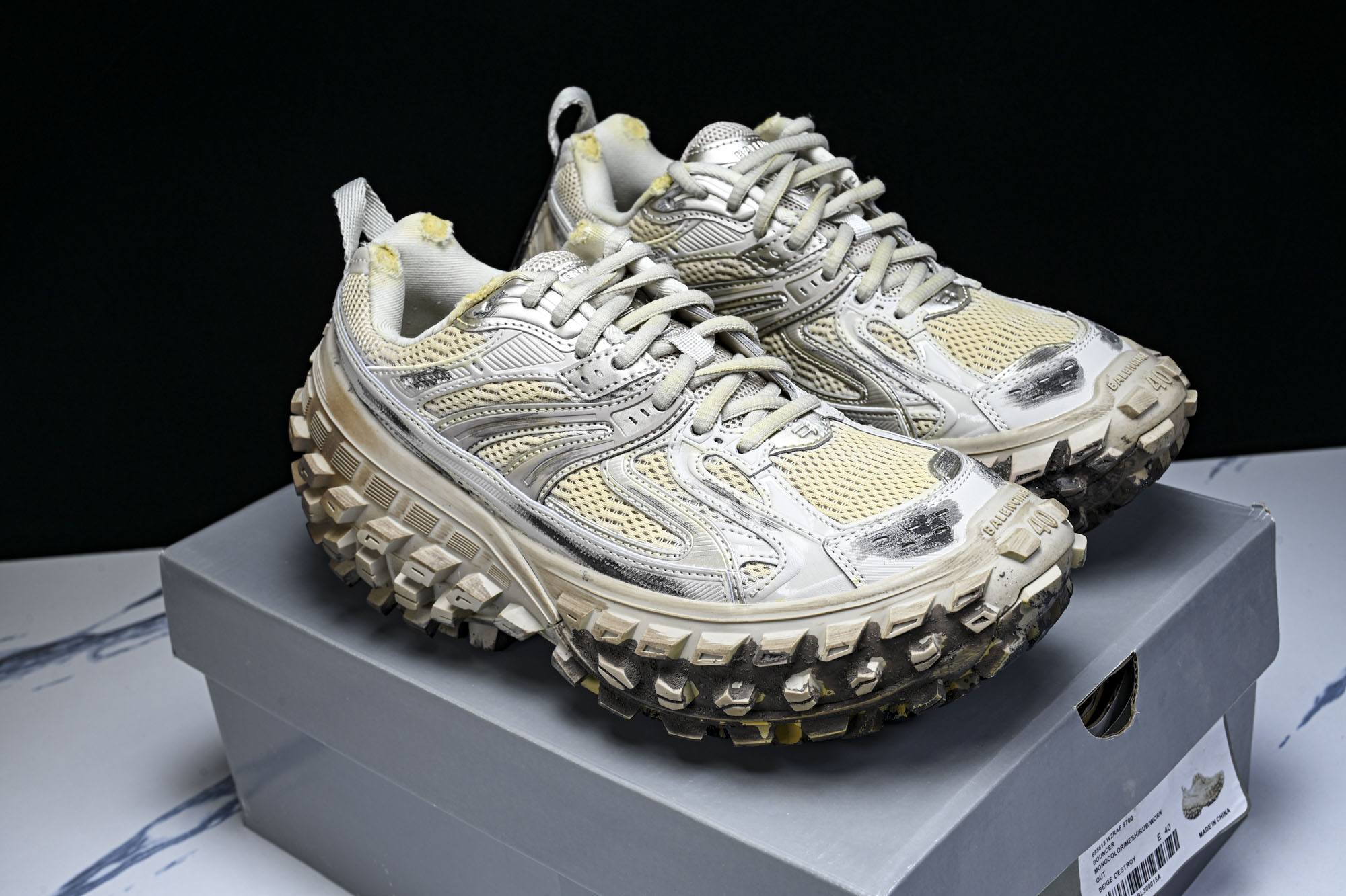 纯原Balenciaga Defender Rubber Platform Sneakers 巴黎世家 轮胎鞋淡棕泥染W