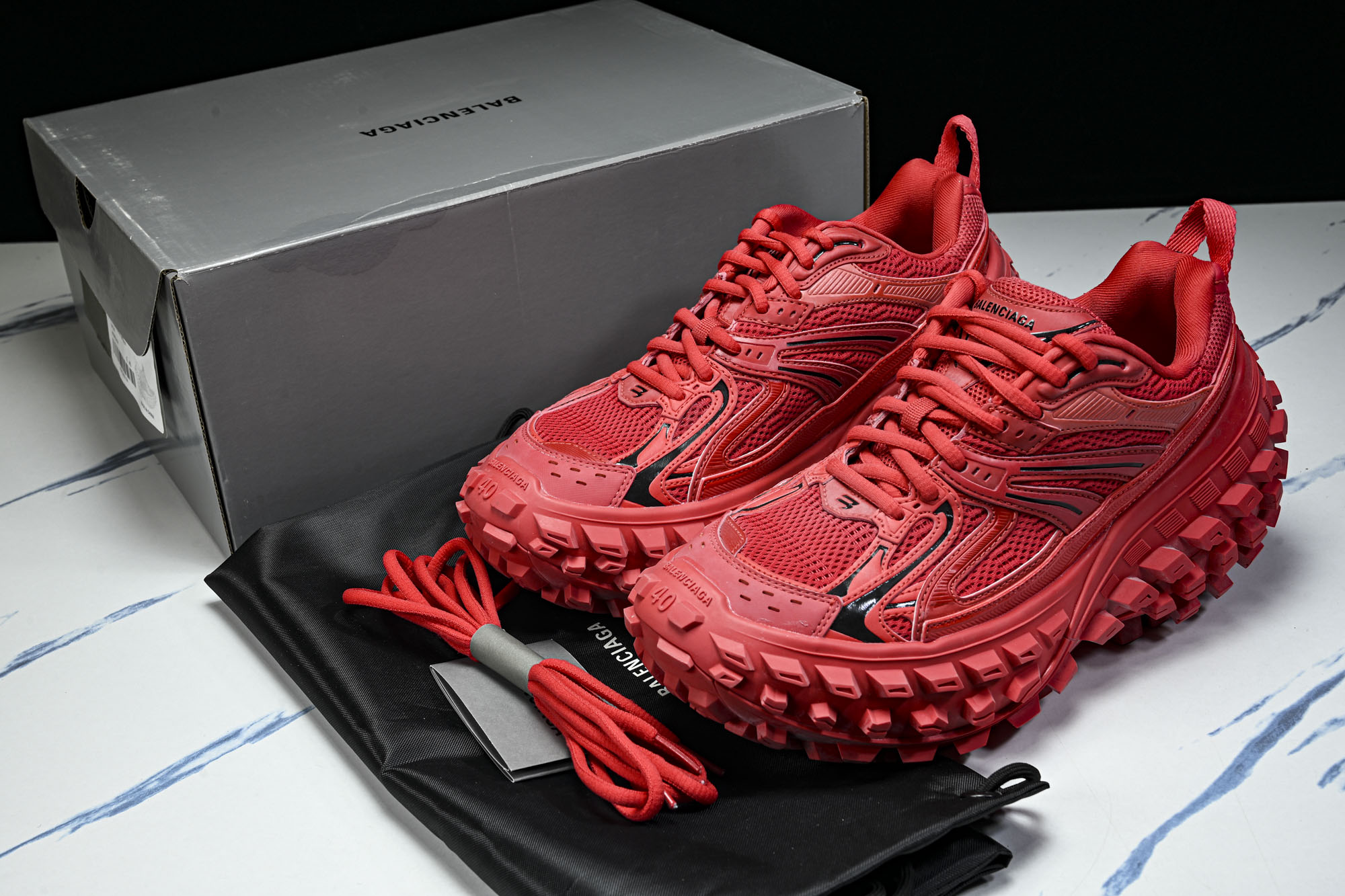 纯原Balenciaga Defender Rubber Platform Sneakers 巴黎世家 轮胎鞋红色W2R