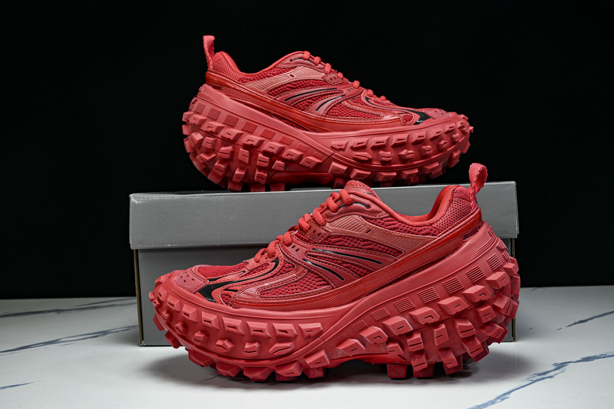 纯原Balenciaga Defender Rubber Platform Sneakers 巴黎世家 轮胎鞋红色W2R