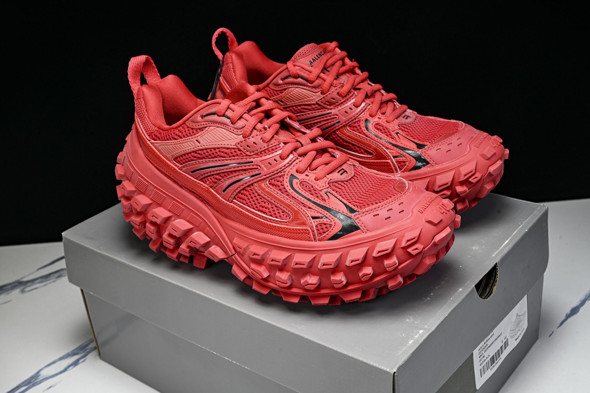 纯原Balenciaga Defender Rubber Platform Sneakers 巴黎世家 轮胎鞋红色W2R