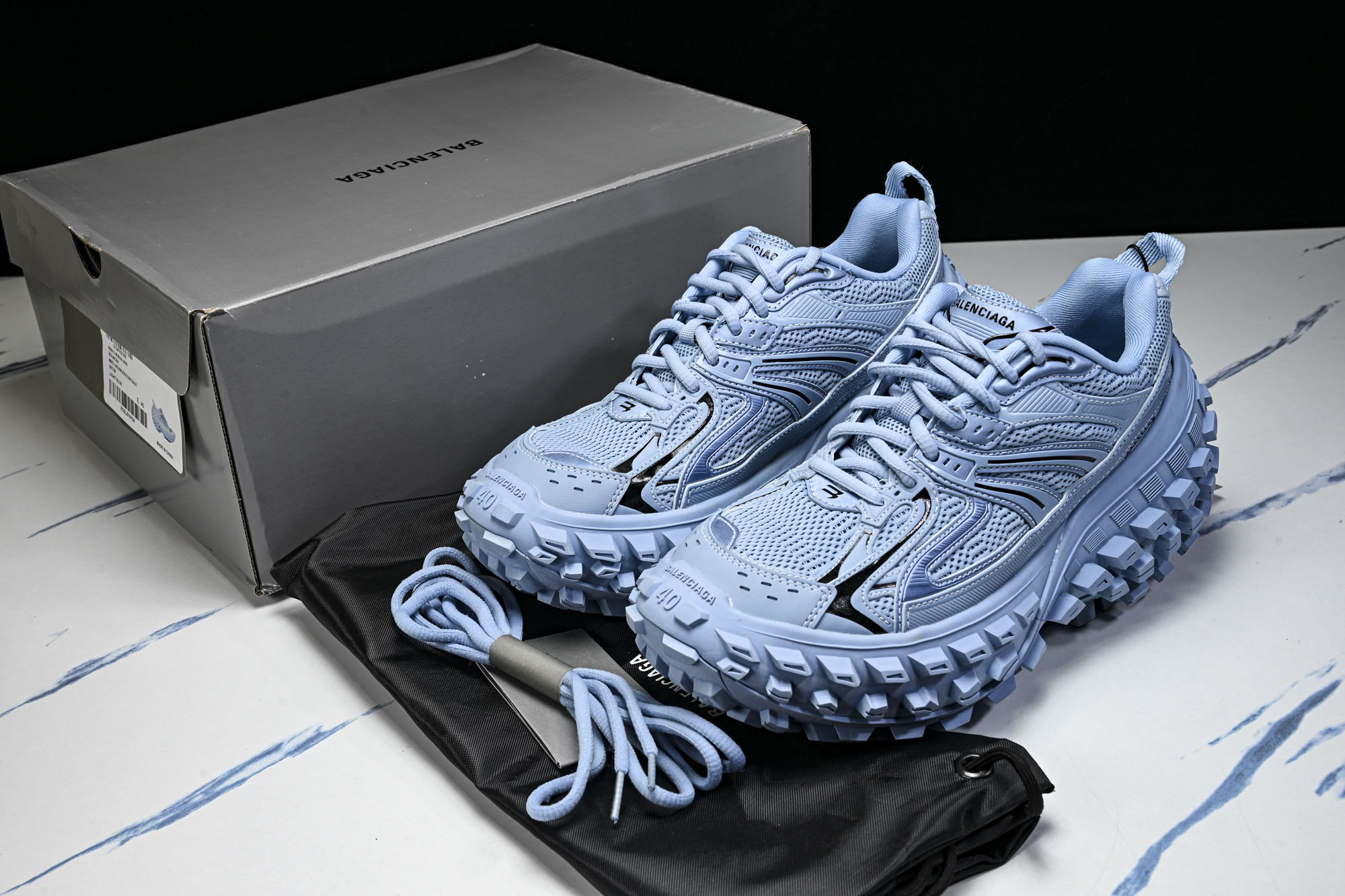 纯原Balenciaga Defender Rubber Platform Sneakers 巴黎世家 轮胎鞋蓝色W2R