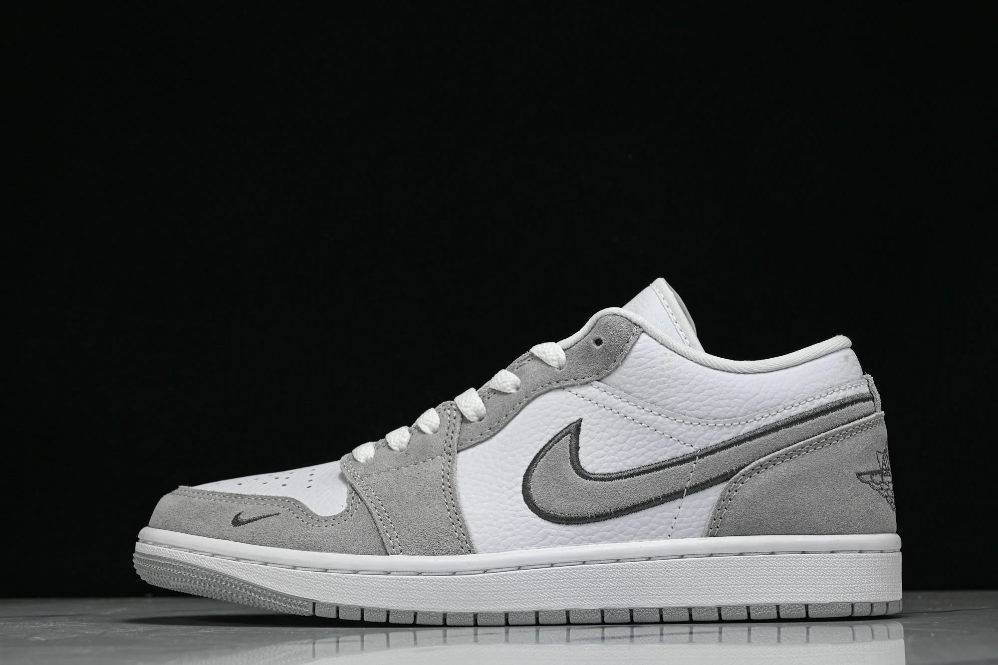 Air Jordan 1 Low AJ1 乔1刺绣白灰 低帮复古文化篮球鞋 IX3959-10020 #YZ010 市场