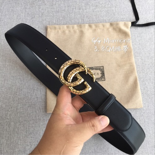 Gucci GG Marmont Leather Belt, 3.8cm Width, Gold Buckle