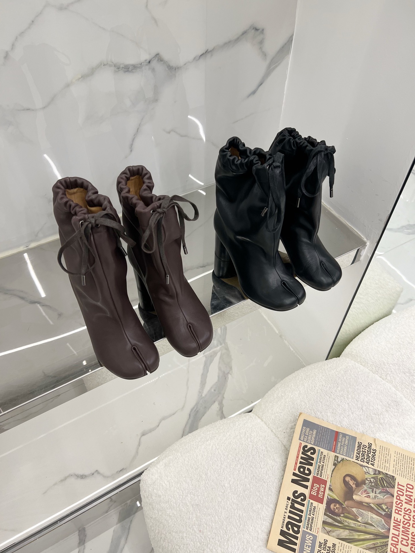 MM6 2024/ss Tabi Toes Boots: Cattle Skin, Quality, Original Design, 8cm Heel - 图片 5