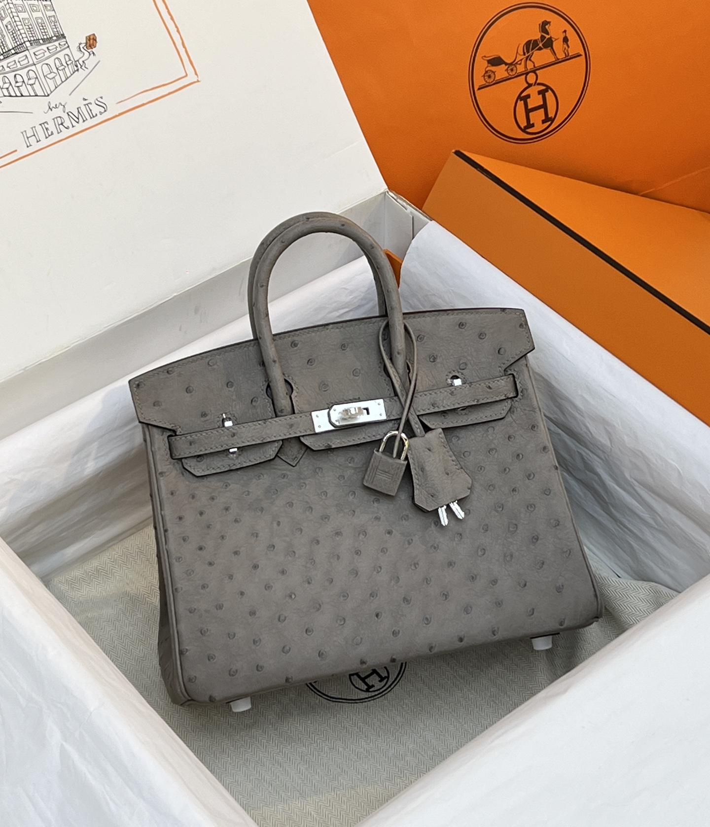 NO:714019,Imported ostrich skin platinum 25, mousse gray/silver buckle in stock, Hermes, hermes, ostrich skin, Hermes,19860909进口鸵鸟皮铂金25,摩丝灰/银扣 现货,爱马仕,hermes,ostrich skin,Hermes,,Bag