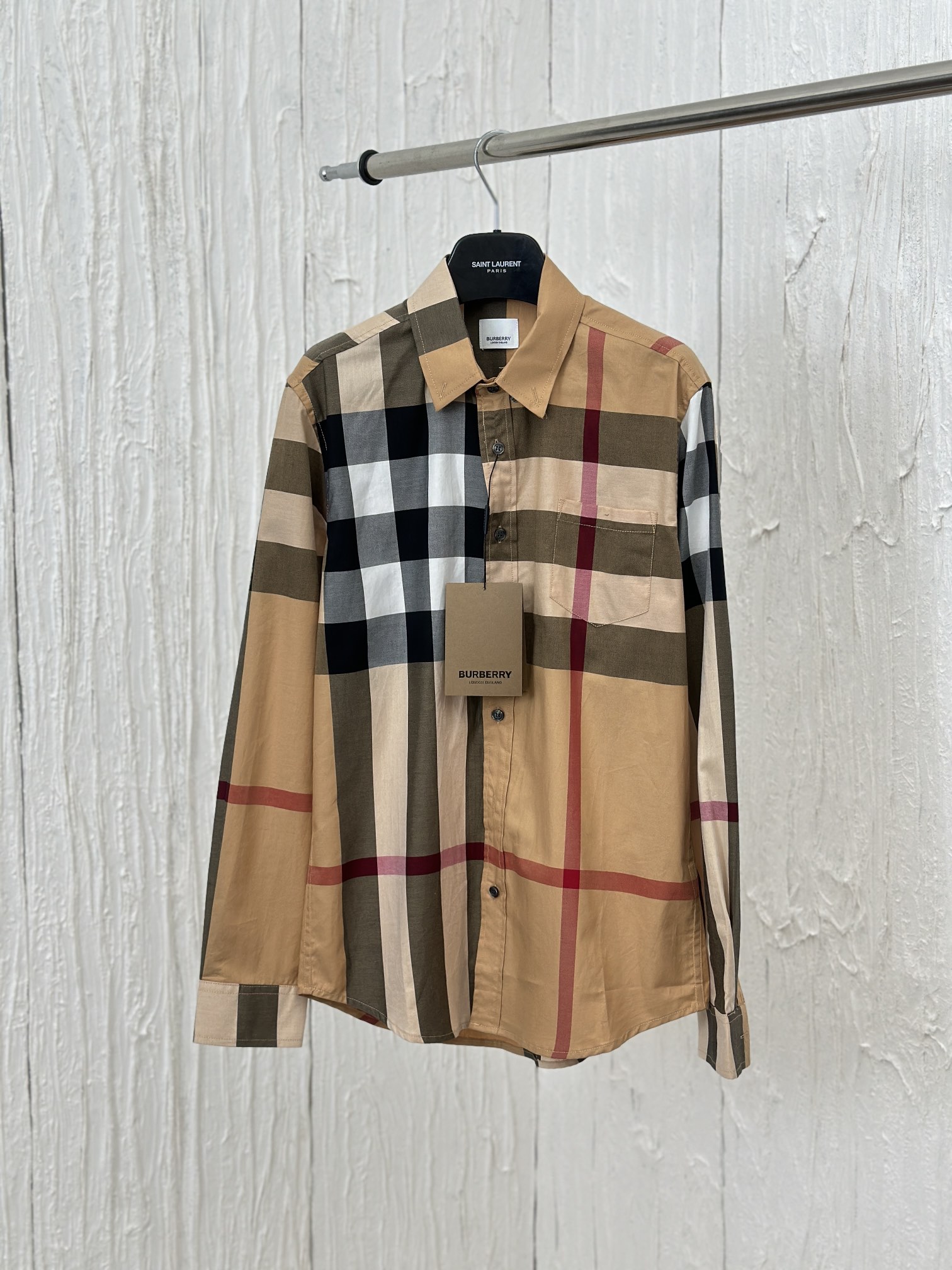 Burberr*/Burberry Camisa clásica de cuadros grandes. Réplica exacta del original con hilo de algodón peinado de 20 cabo…