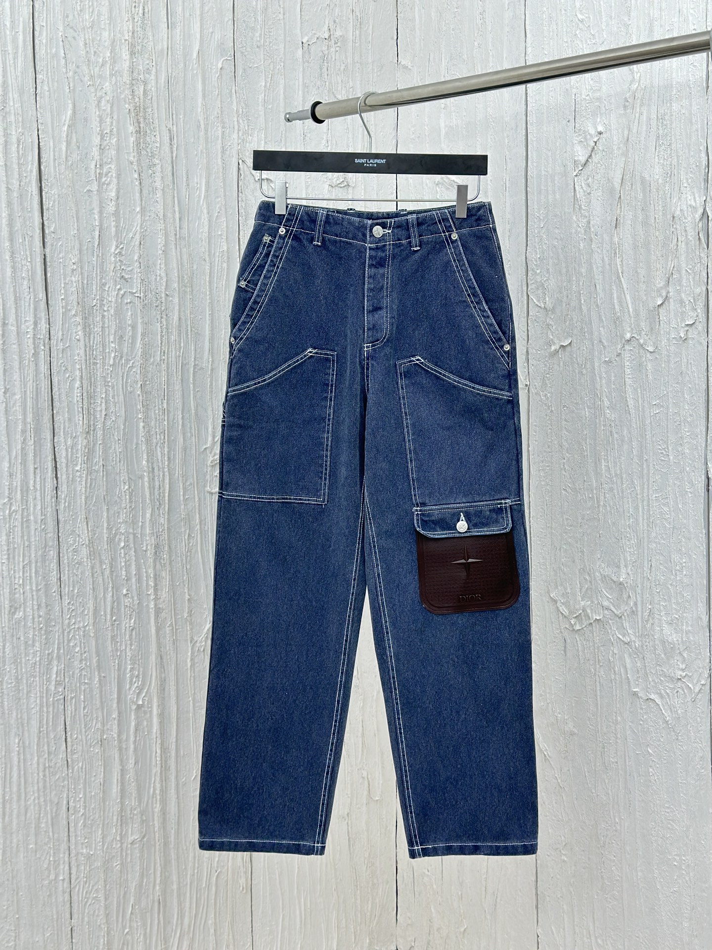 Dio* / Dior 24FW Pantalones vaqueros de lona con cuatro bolsillos de marca compartida Dior Stone Island Tejido de mezcl…