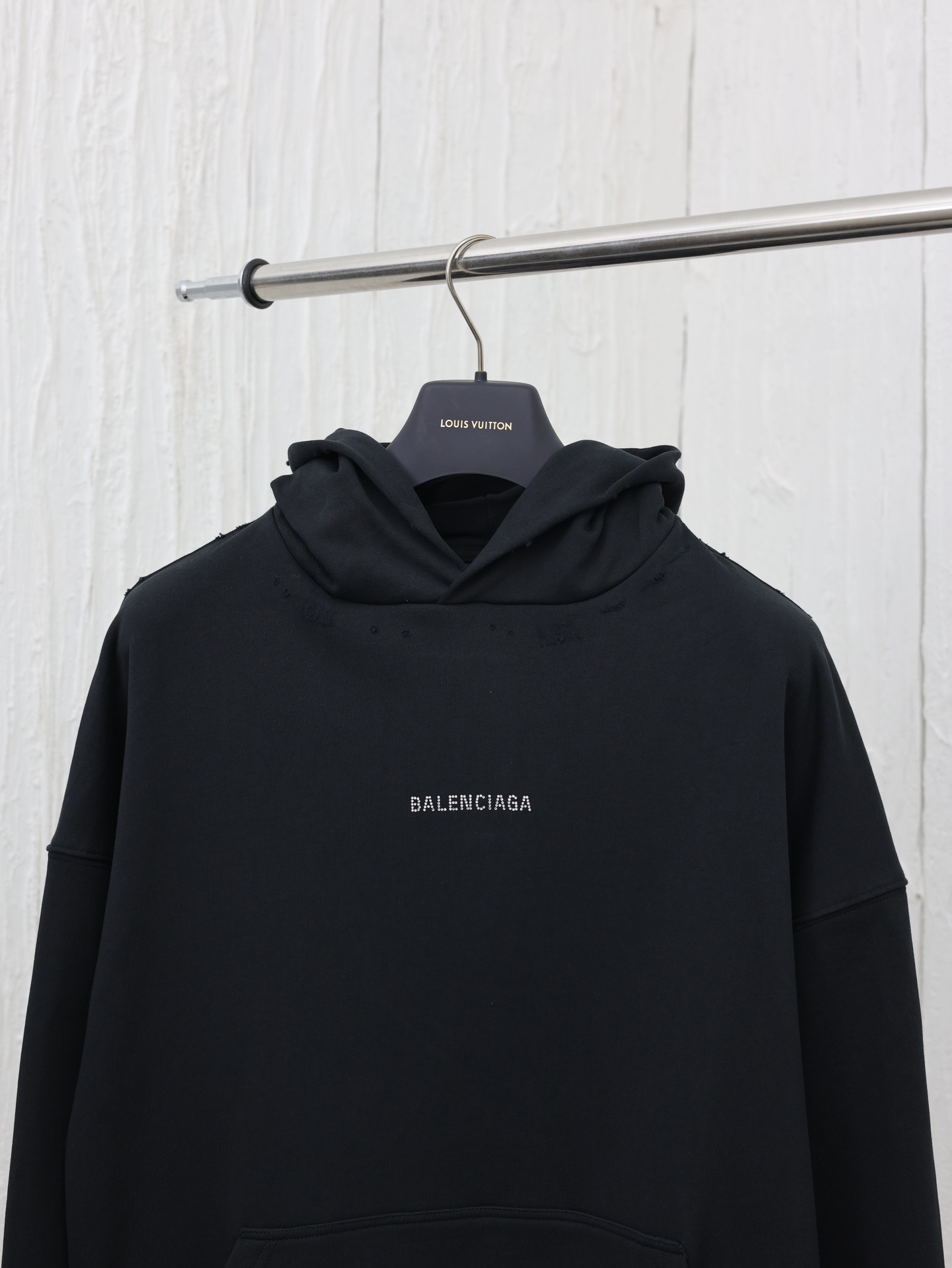 Balenciag*/巴黎24新款前后幅烫钻字母连帽卫衣SizeS/M/L