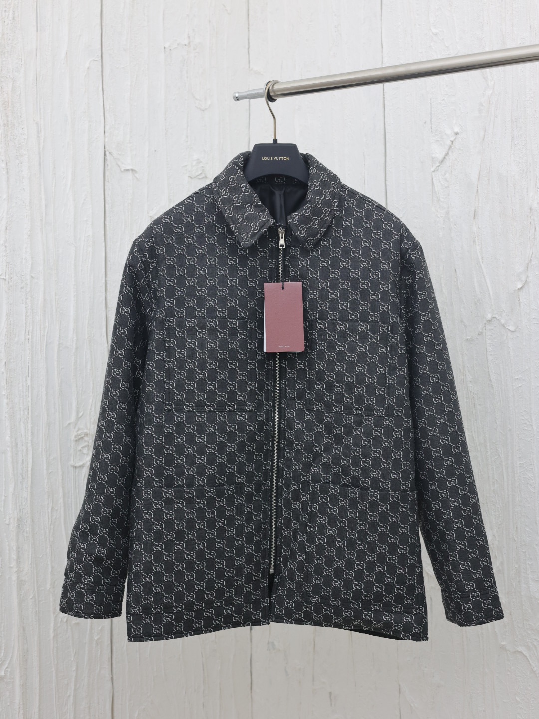 Gucc*/Gucci 24FW Chaqueta con cremallera jacquard de doble G de nueva temporada de otoño-invierno, con un corte oversiz…