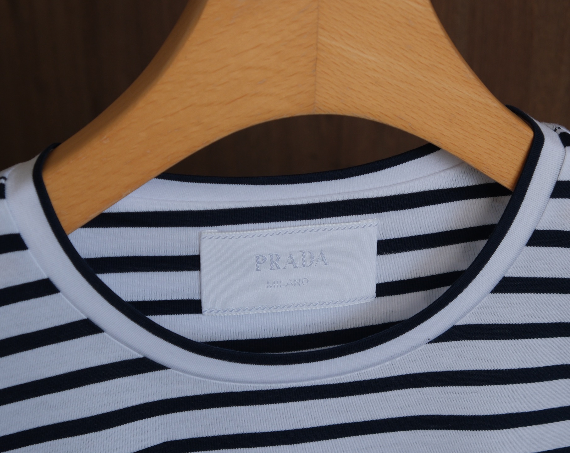 Prada Striped T-Shirt - Navy Blue & White Cotton Tee with Logo Embroidery 10 i1746761770119 3883 0 8