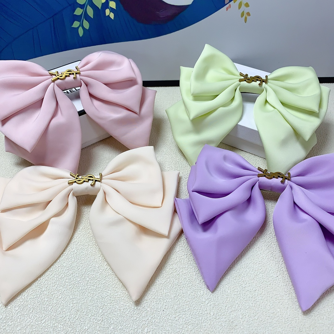 NO:277997,YSL Saint Laurent Poplar Hairpins Colorful Summer Colorful Satin Bow Hairpins Spring Clips Three-dimensional Style Fashionable and Versatile Little Fairy Must-in-One Products Recommended Styles Closed Eyes (Single), Hairpins, saint laurent, saint laurent, silk fabric, hairpins19860909YSL圣罗兰 杨树林发夹 夏日缤纷彩色绸缎蝴蝶结发夹弹簧夹 版型立体气质时尚百搭小仙女必入单品 闭眼入推荐款（单个）,发夹,saint laurent,saint laurent,silk fabric,hairpins,accessory