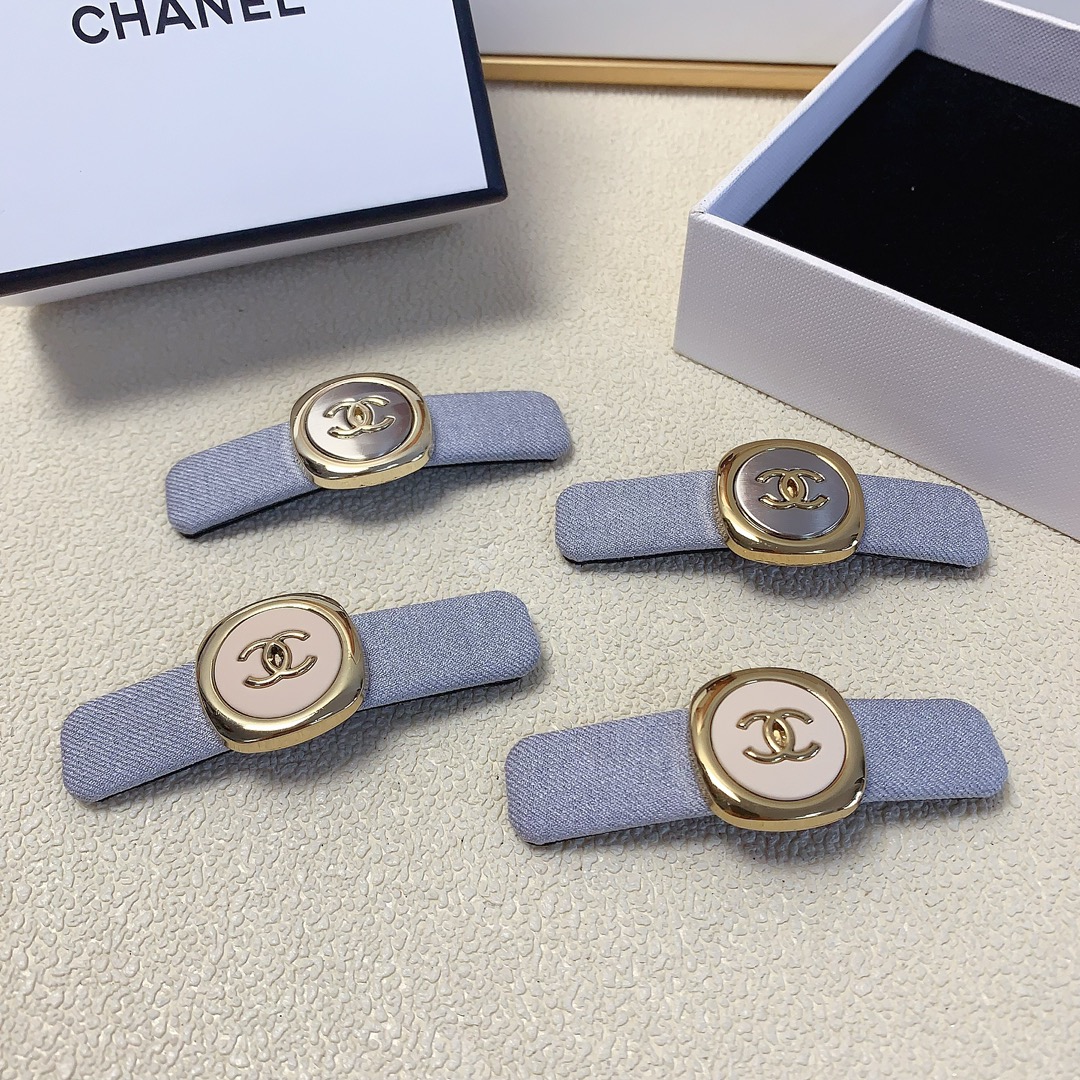 chanel小香chanel发夹牛仔布logo边夹BB夹气质百搭小仙女必入单品宝藏款闭眼入推荐款一对