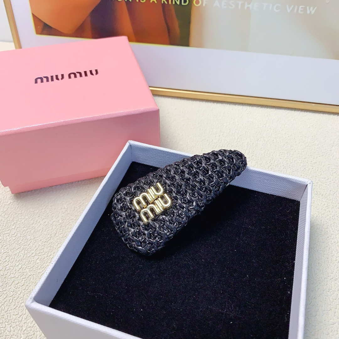 MiuMiu缪缪miumiu发夹拉菲草弹簧夹边夹气质百搭小仙女必入单品宝藏款闭眼入推荐款单