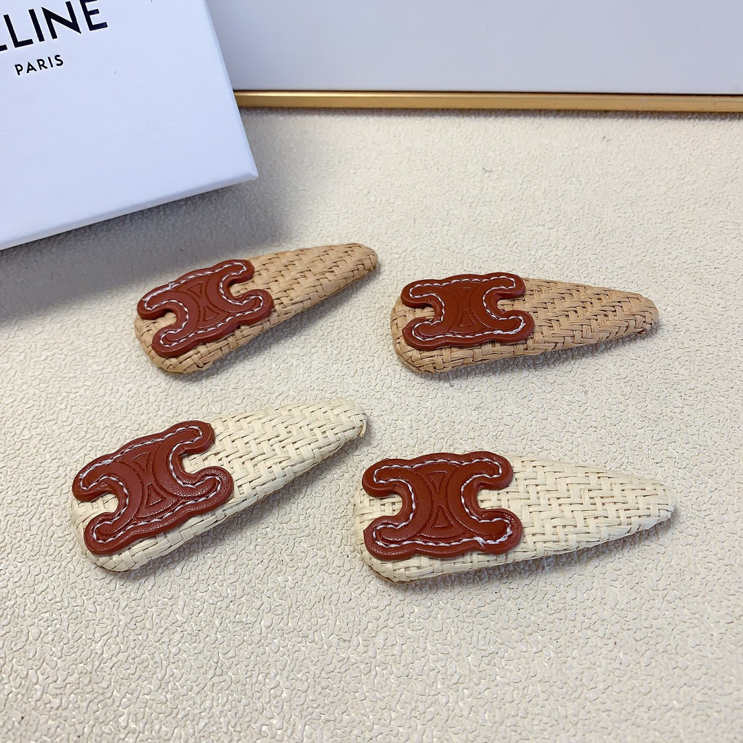 NO:282616,celine celine hair clip Arc de Triomphe Rafia logo clip BB clip Tempera versatile little fairy must-have item Treasure style Close eyes recommended style (a pair of hair accessories, hair clips, celine, celine, hairpins19860909celine赛琳 celine发夹 凯旋门拉菲草logo边夹BB夹 气质百搭小仙女必入单品 宝藏款 闭眼入推荐款（一对发饰,发夹,celine,celine,hairpins,accessory