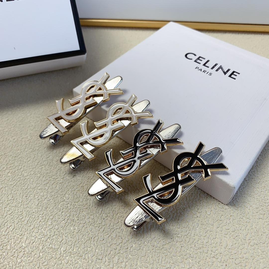 NO:282625,YSL Saint Laurent Poplar Press Clip Oil Drop Logo Press Clip Edge Clip Bangs Clip Daily exquisite small items, versatile and versatile little fairy must-have items, treasure style, recommended style for closed eyes (a pair of hair accessories, hairpins, saint laurent, saint laurent, hairpins19860909YSL圣罗兰 杨树林压夹 滴油logo压夹边夹刘海夹日常精致小单品 气质百搭小仙女必入单品 宝藏款 闭眼入推荐款（一对发饰,发夹,saint laurent,saint laurent,hairpins,accessory