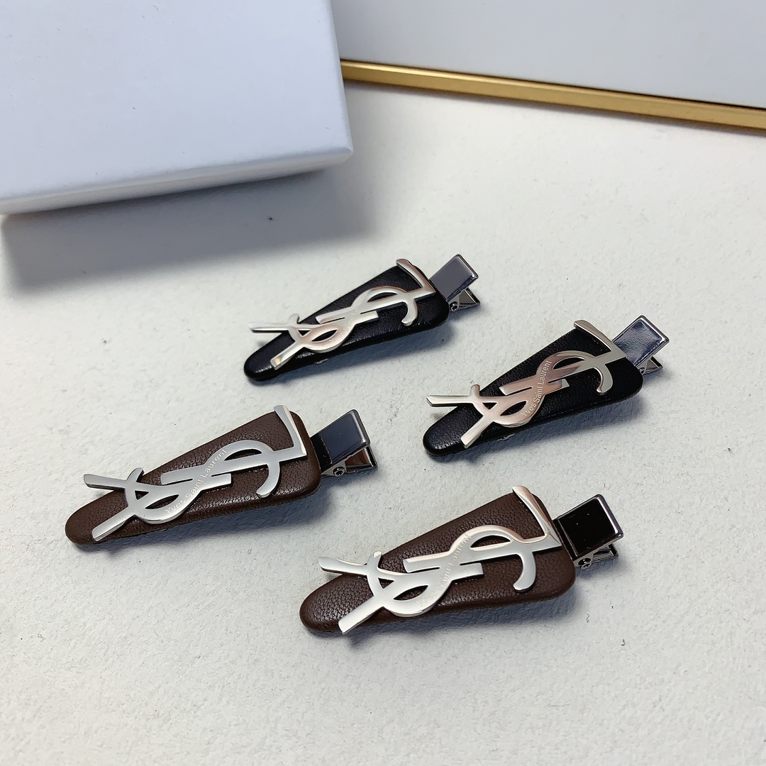 Luxurious Yangwood Hairpin by YSL Saint Roland in Lamb-Skin Titanium