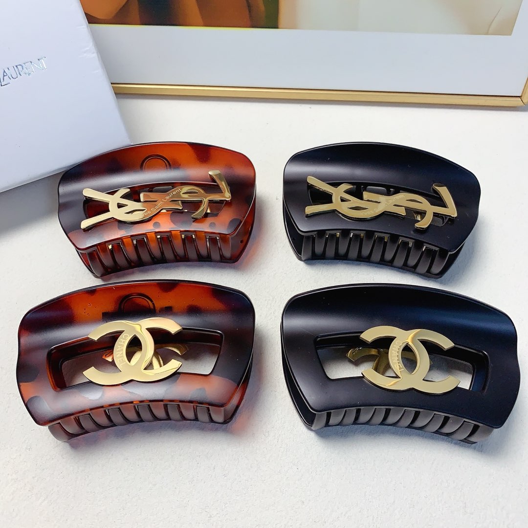 YSL Saint Laurent, pinza para el pelo YSL, pinza de acero de titanio con logo, elegante y versátil, pequeño accesorio e…