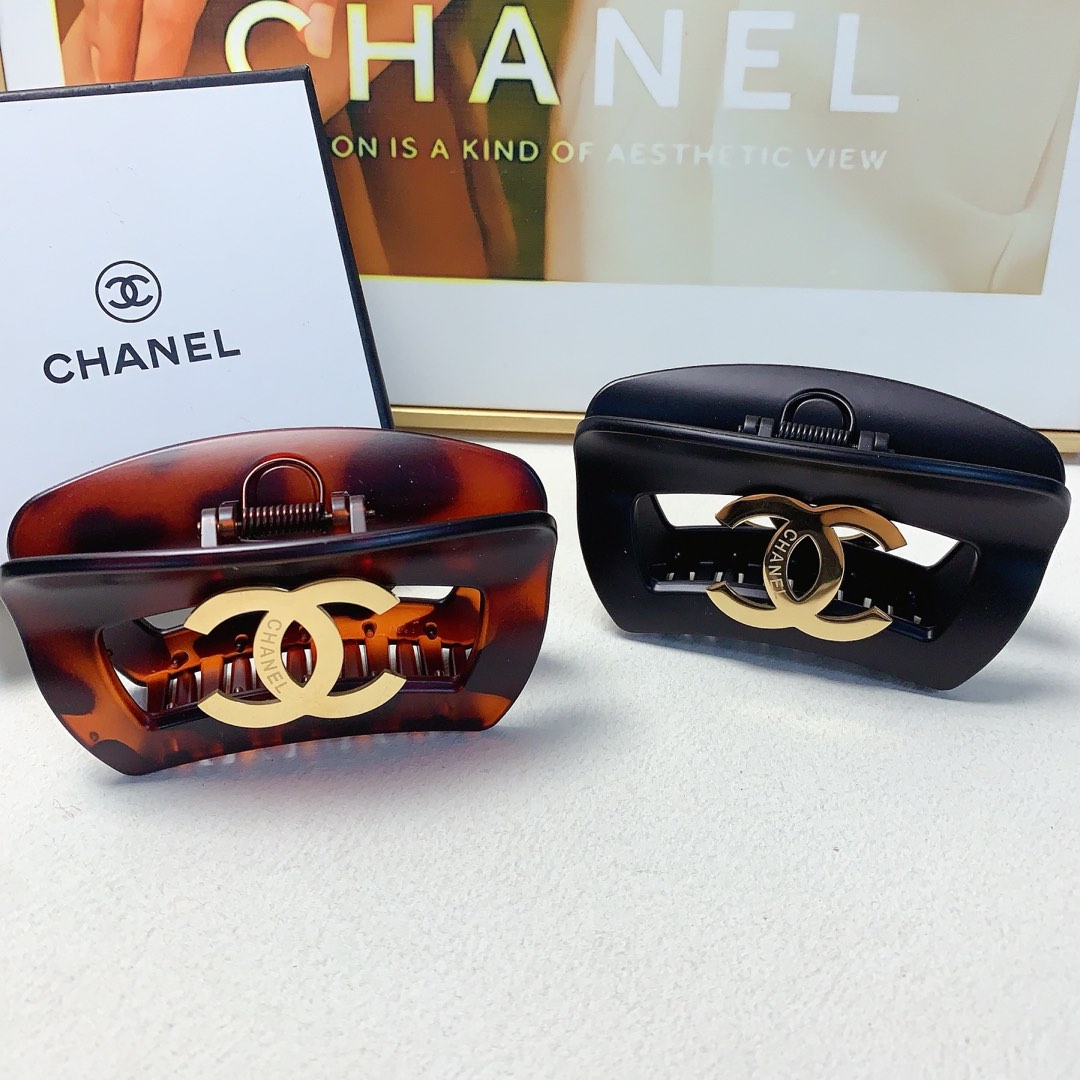 Chanel Chanel pinza para el cabello, pinza de acero titanio con logo, elegante y versátil, pequeño accesorio diario exq…