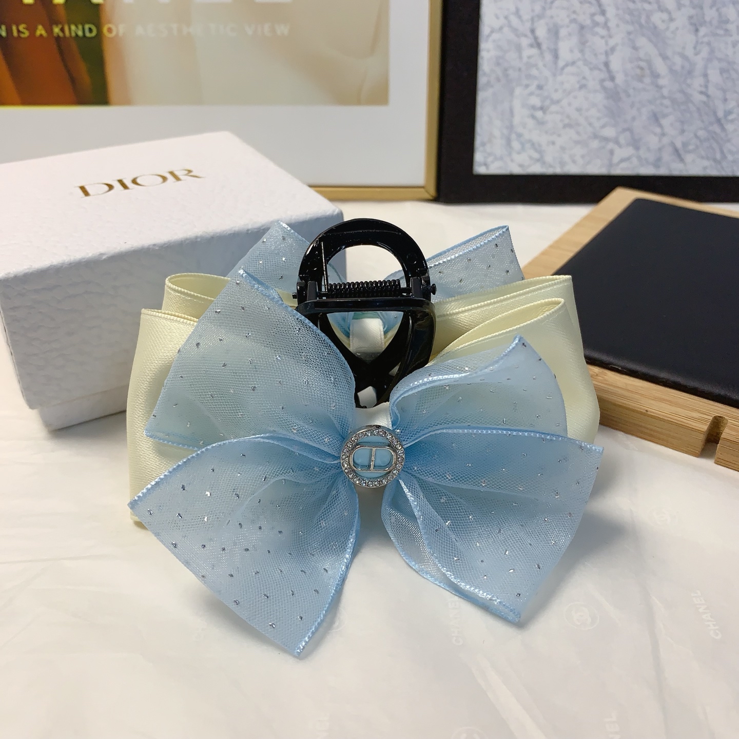 Dior Dior pinza para el cabello pinza de moño de gasa de organza con estrellas elegante y versátil artículo pequeño y d…