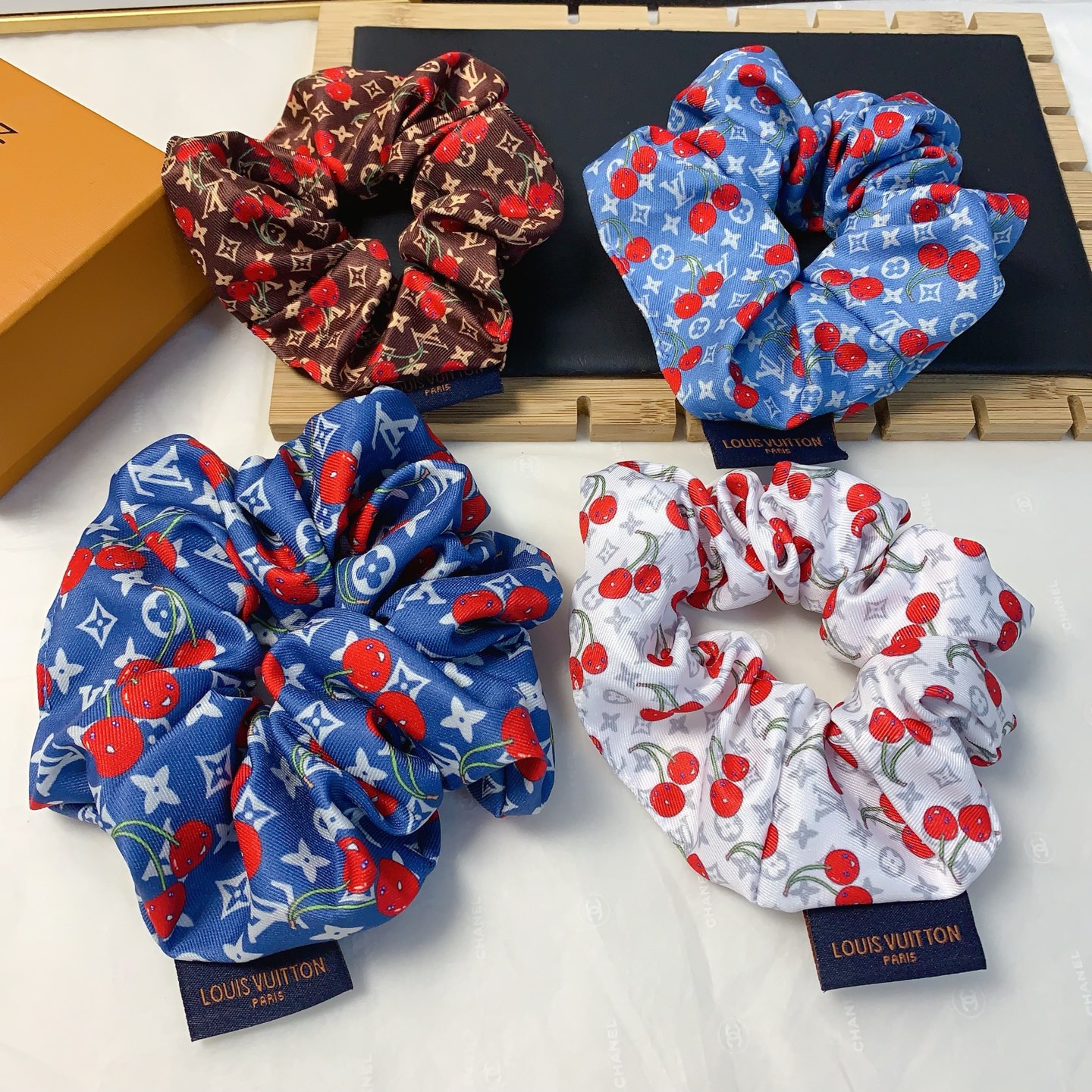 LV Louis Vuitton, coletero de la marca del burro, goma de cereza, éxito de primavera y verano, goma para el pelo, elega…