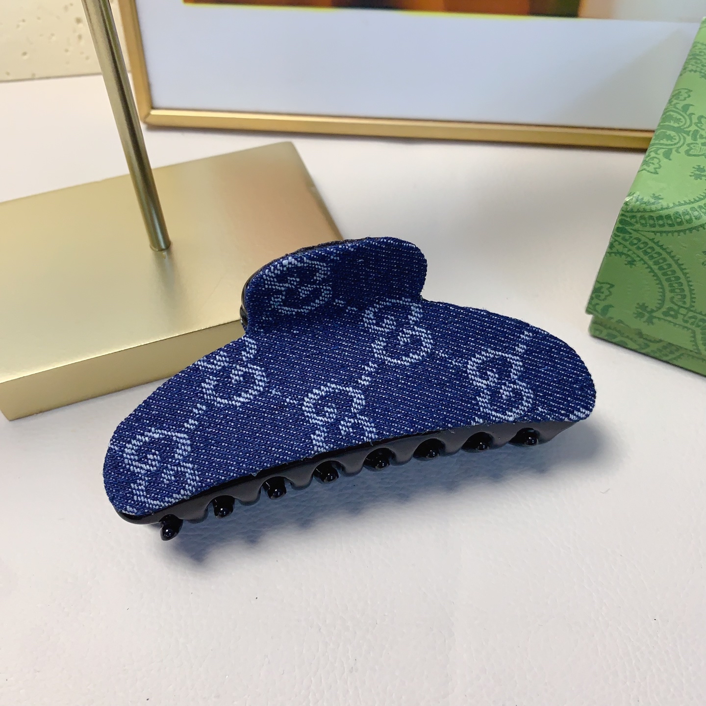 Gucci古驰 牛仔刺绣抓夹 気質百搭