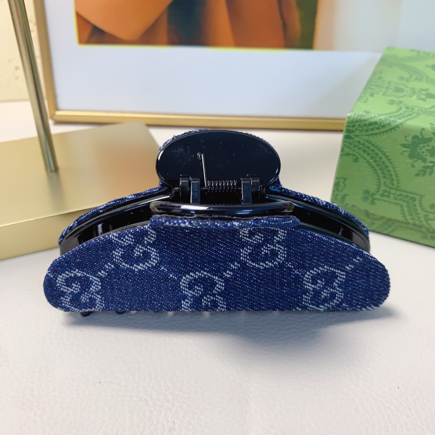 Gucci古驰 牛仔刺绣抓夹 気質百搭